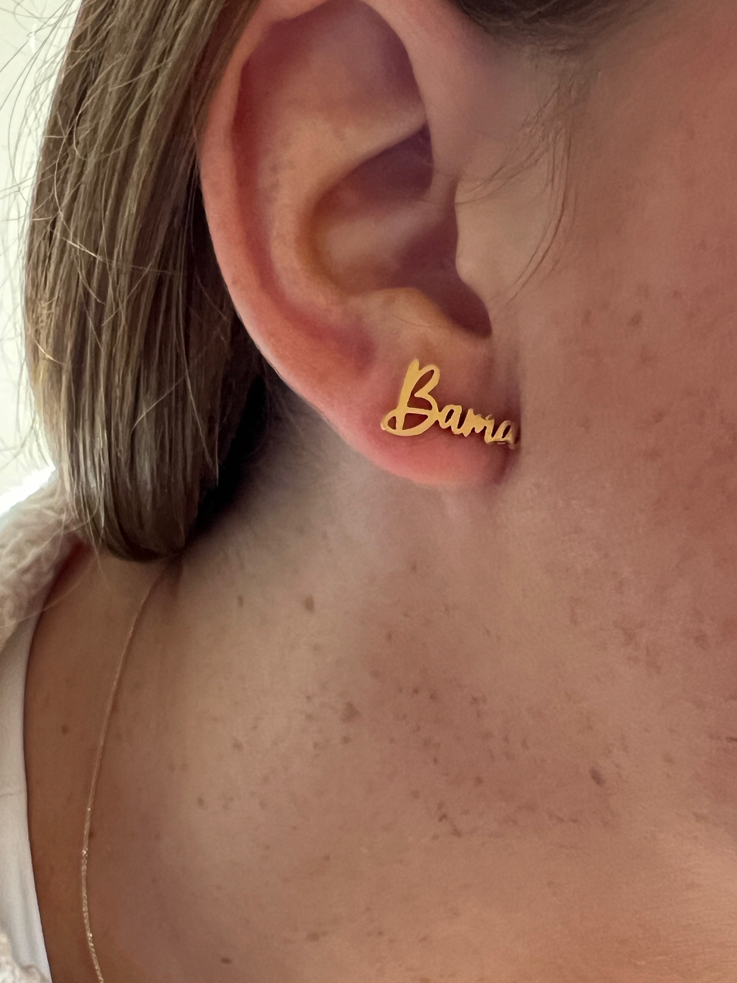 Bama Fan Gold Stud Hypoallergenic Earrings, Bama Fan Gifts