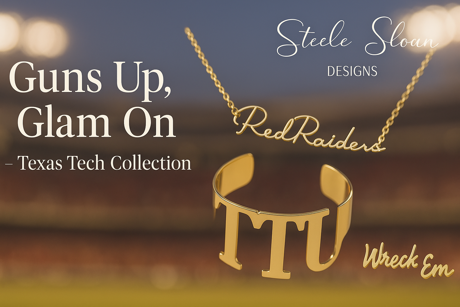 Texas Tech TTU Cuff Bracelet Red Raiders Gameday Sizeable Tarnish Resistant