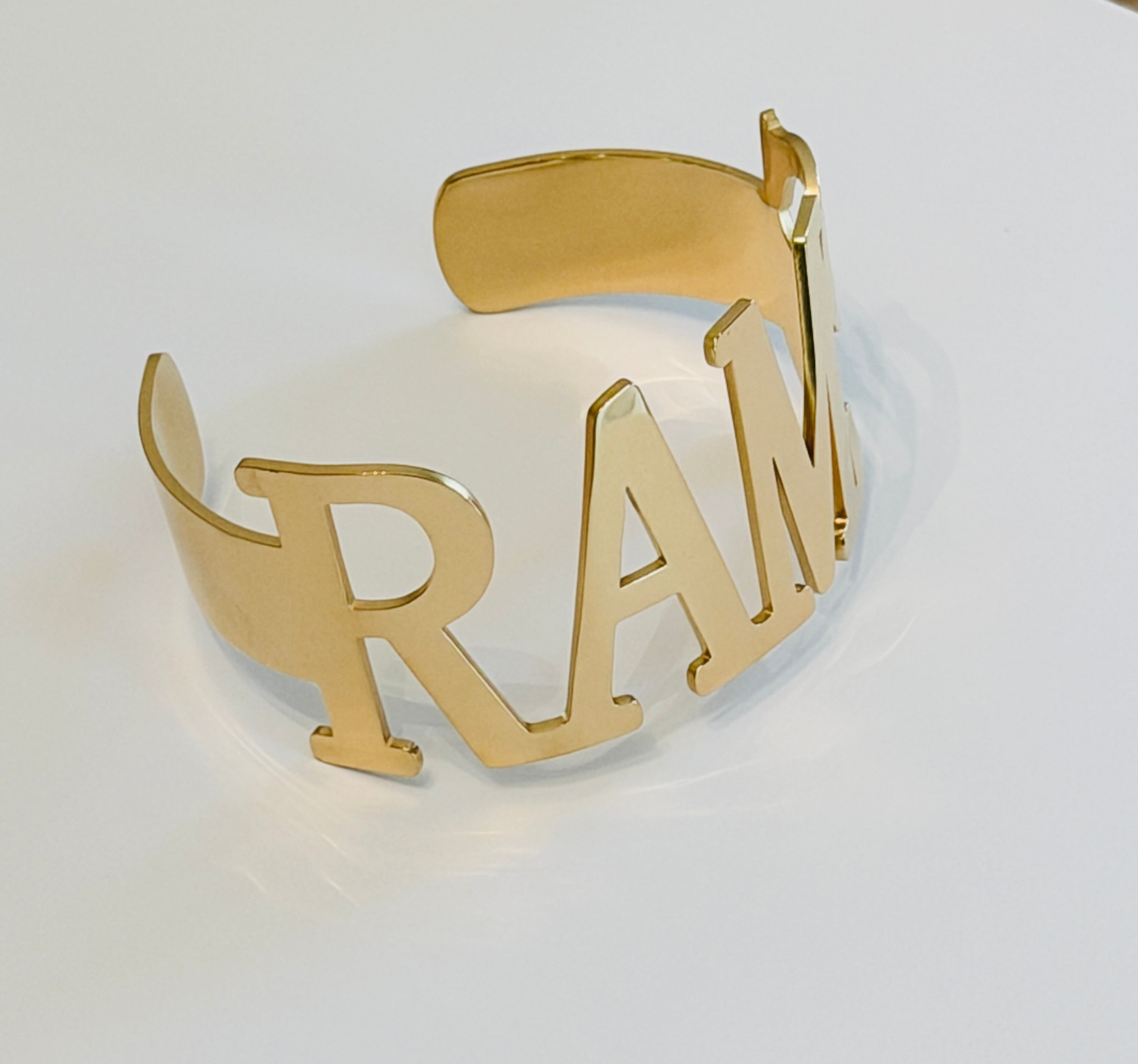 Gold Rams Cuff Bracelet – Non-Tarnish Stainless Steel Bangle
