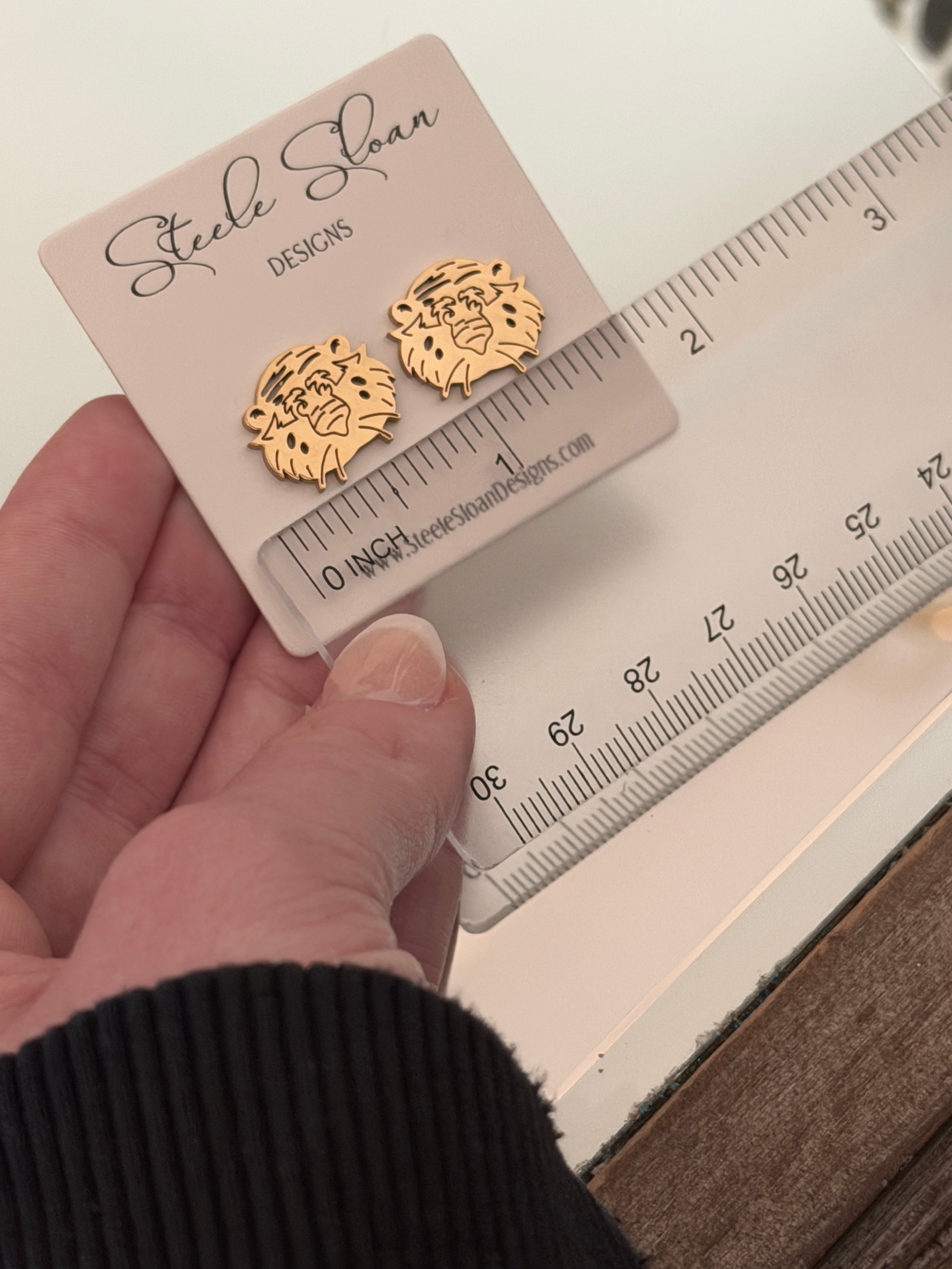 Auburn Aubie Gold Stud Earrings – NEW! Hypoallergenic Stainless Steel – Officially Licensed Auburn War Eagle Gift
