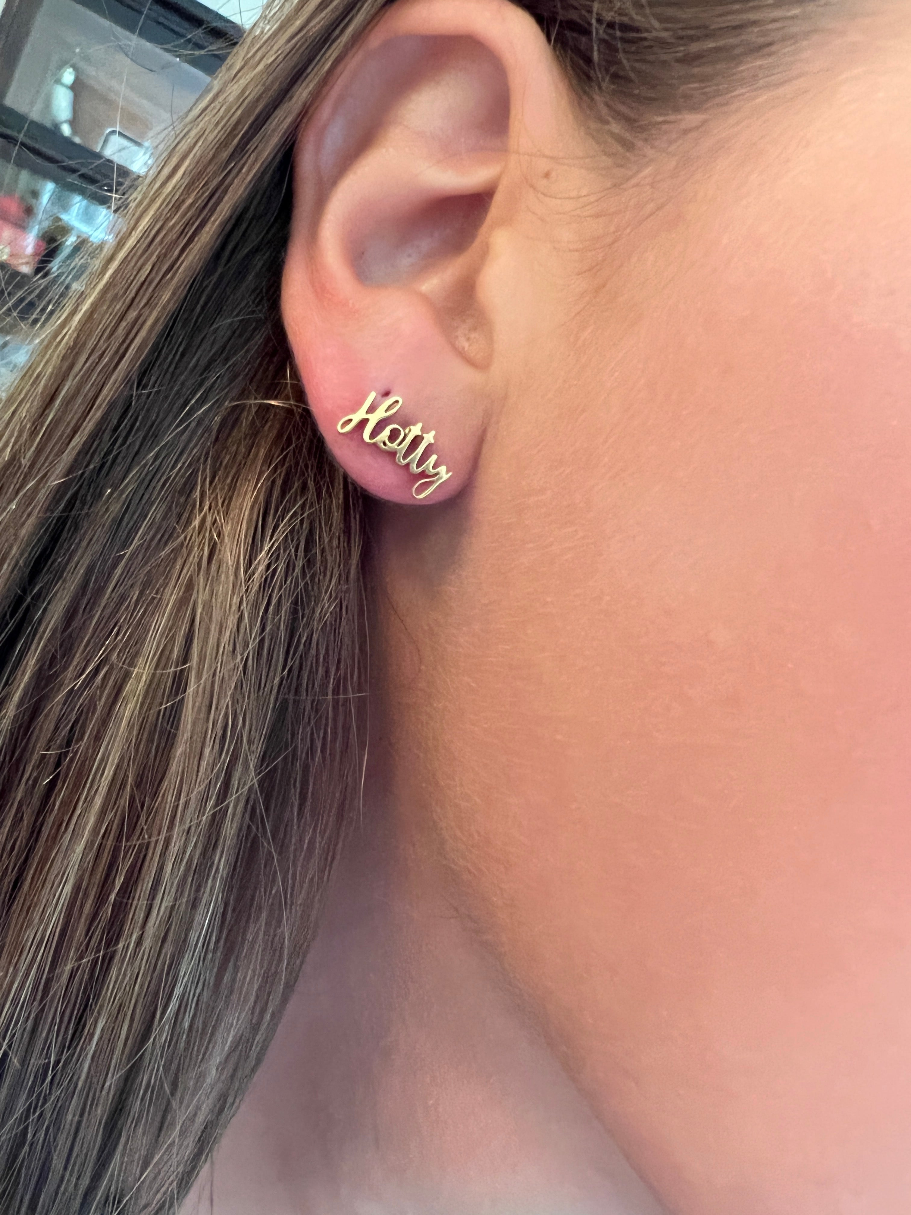 Ole Miss Hotty Toddy Gold Stud Earrings- SO CUTE- Ole Miss Gift - Ole Miss Football Hypoallergenic Gold Stud Earrings