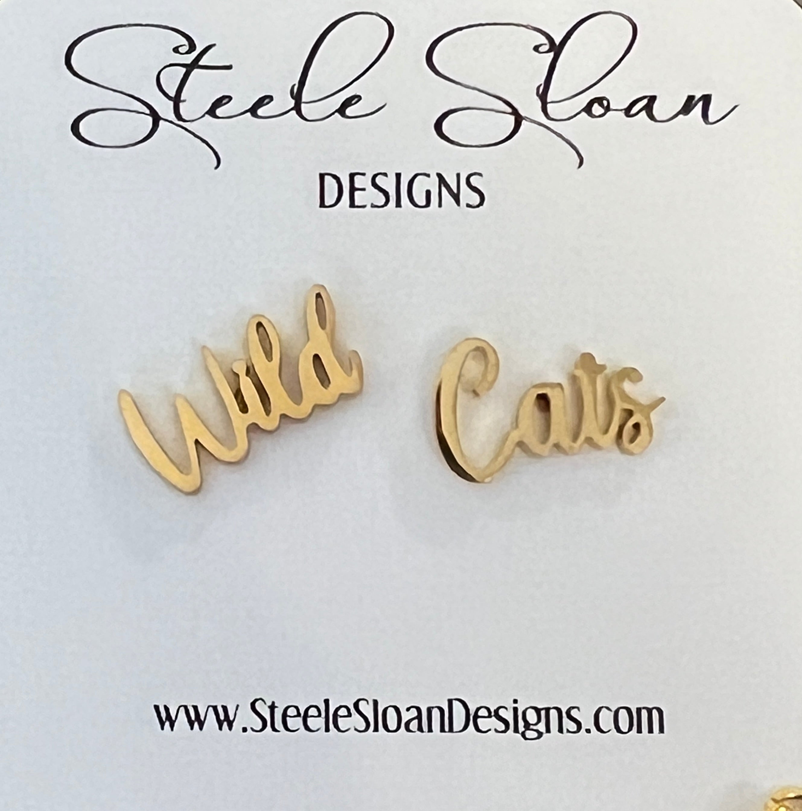 Cute Wild Cat Earrings, Wildcat Football, Gift for Wildcat Fan, Wildcats, Gold Stud Hypoallergenic Earrings