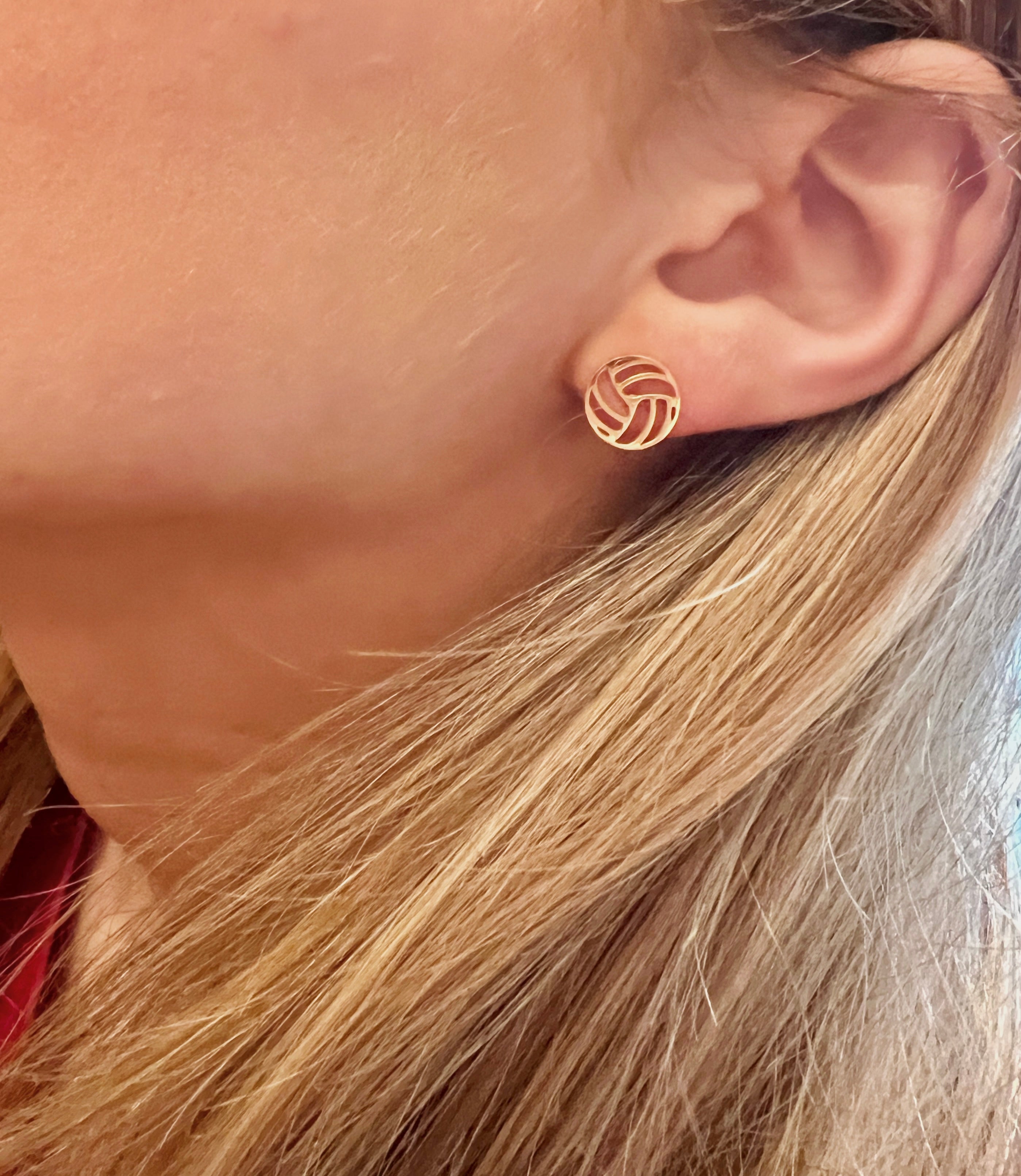 Volleyball Gold Stud Earrings, Volleyball Gift, Volleyball Coach Gift, Volleyball Team Gift,