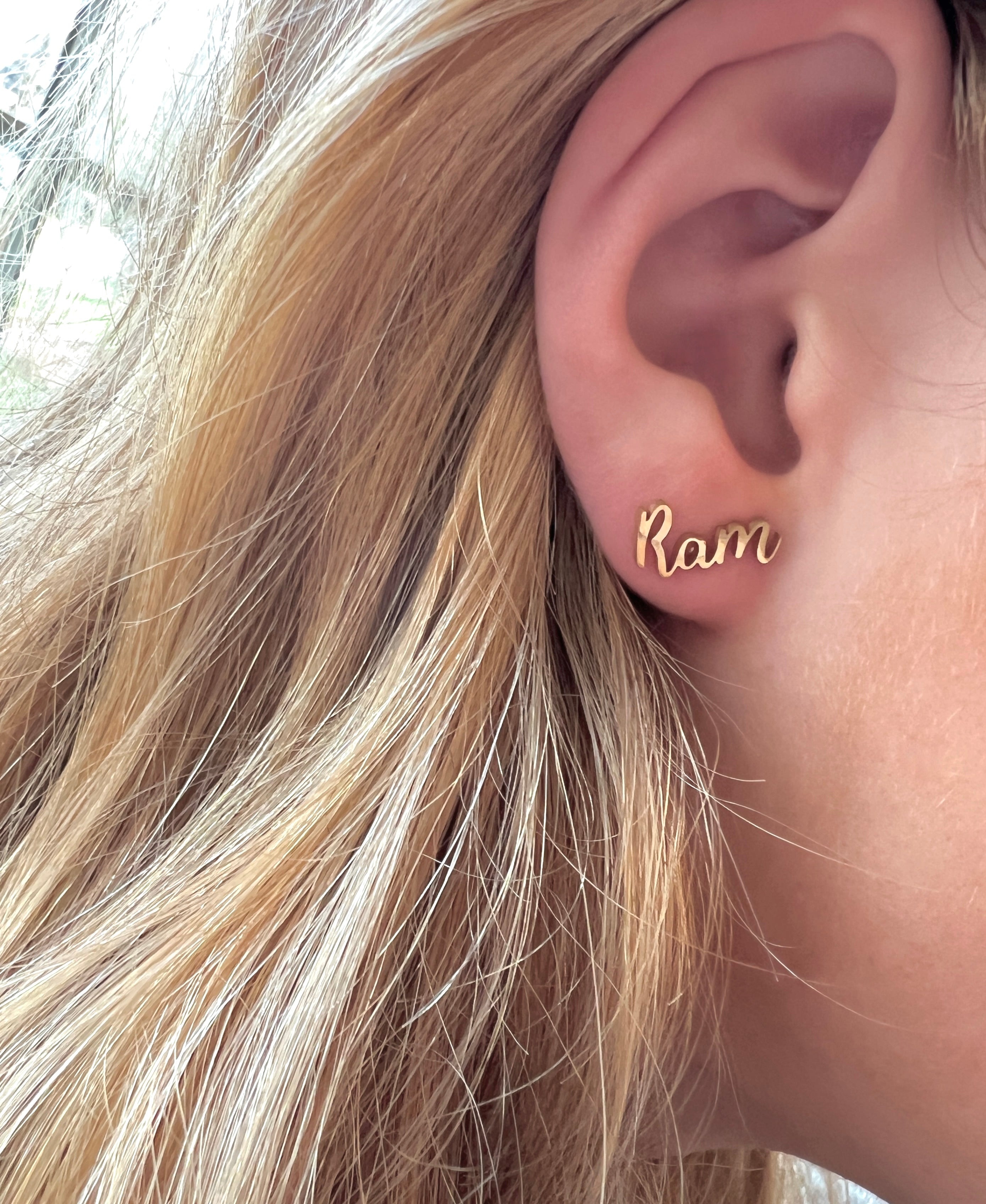 Ram Mom Earrings - Go Rams! Cute Gold Stud Earrings, Hypoallergenic, Gift for Mom Rams Football, Rams Baseball, Rams Team Mom