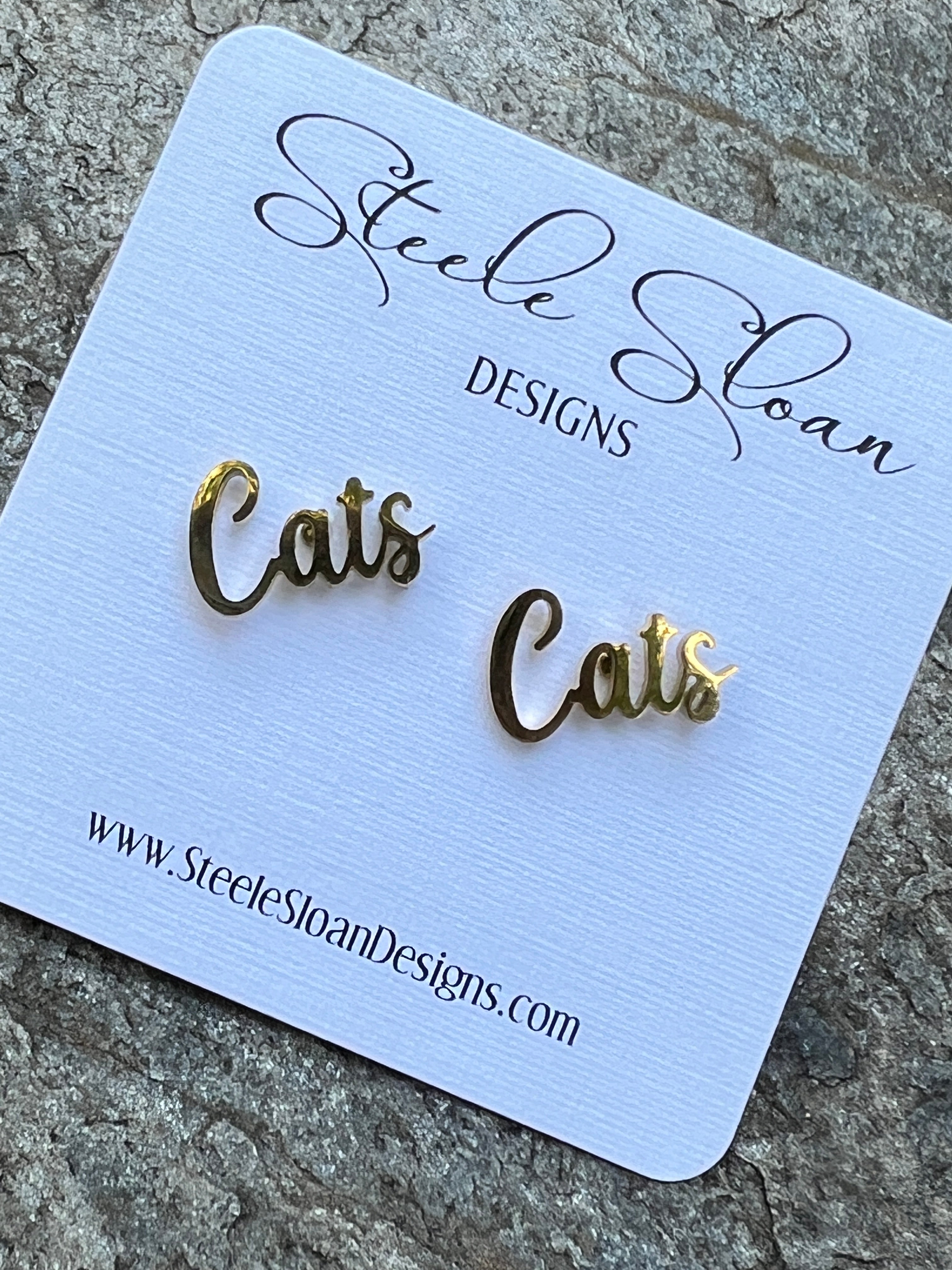 Go Cats Fans! Cats Script Gold Stud Earrings Cats Team Gift Go Cats!