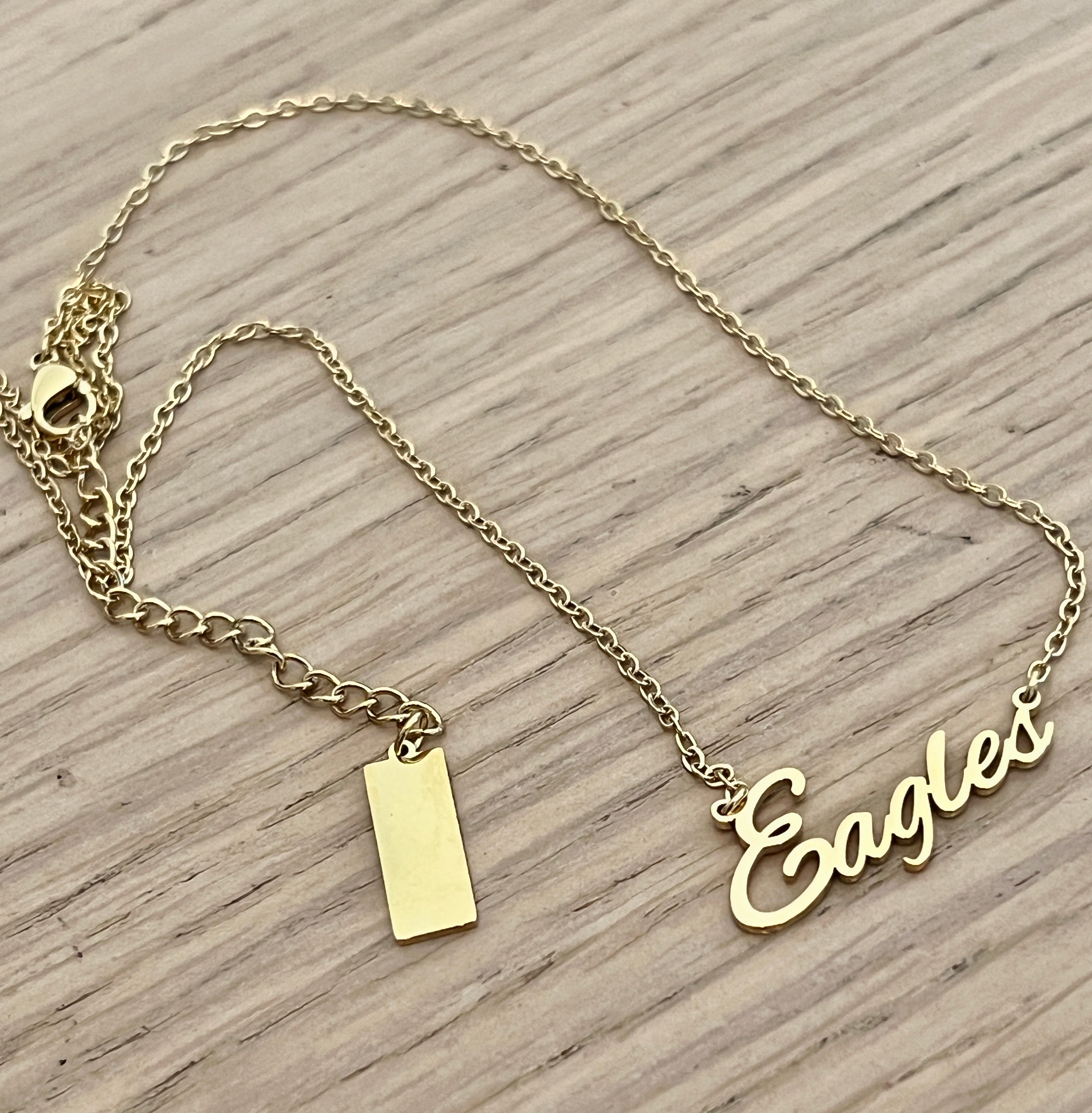 Eagles Name Necklace Eagles Fans Eagles GameDay Necklace Eagles Layer Necklace Tarnish Resistant Stainless Steel Gold or Silver