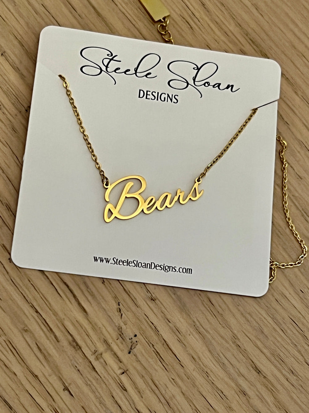 Bears Team Necklace- Bears GameDay Necklace - Gold "Bears" Necklace