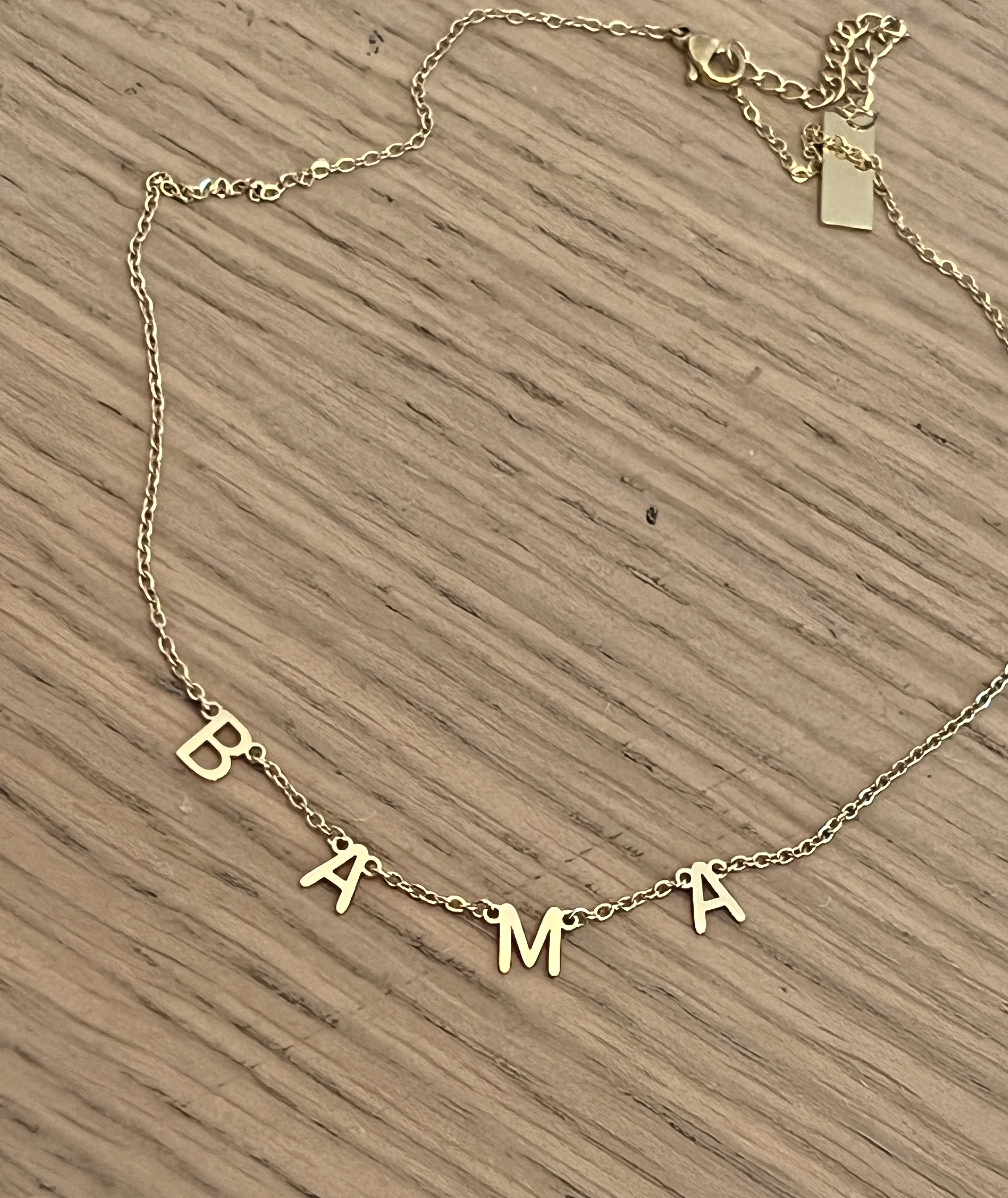 BAMA Charm Necklace – Gold Bama Dangle Layer Necklace – Hypoallergenic Tarnish-Resistant Stainless Steel – Officially Licensed Alabama Jewelry