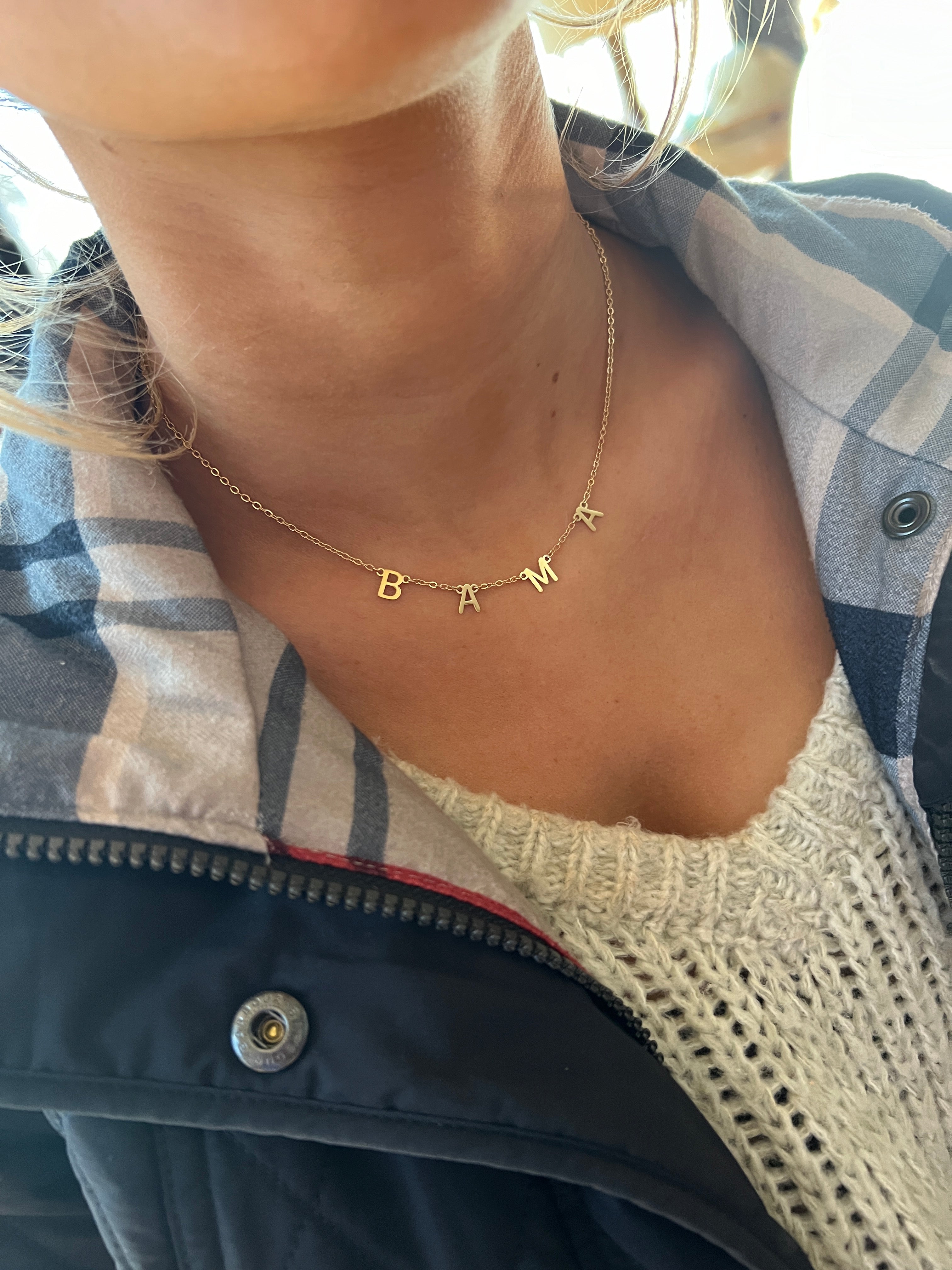 BAMA! BAMA Charm Necklace- Gold Bama Dangle Layer Necklace perfect for Bama Fans Tarnish Resistant Stainless Steel Officially Licensed