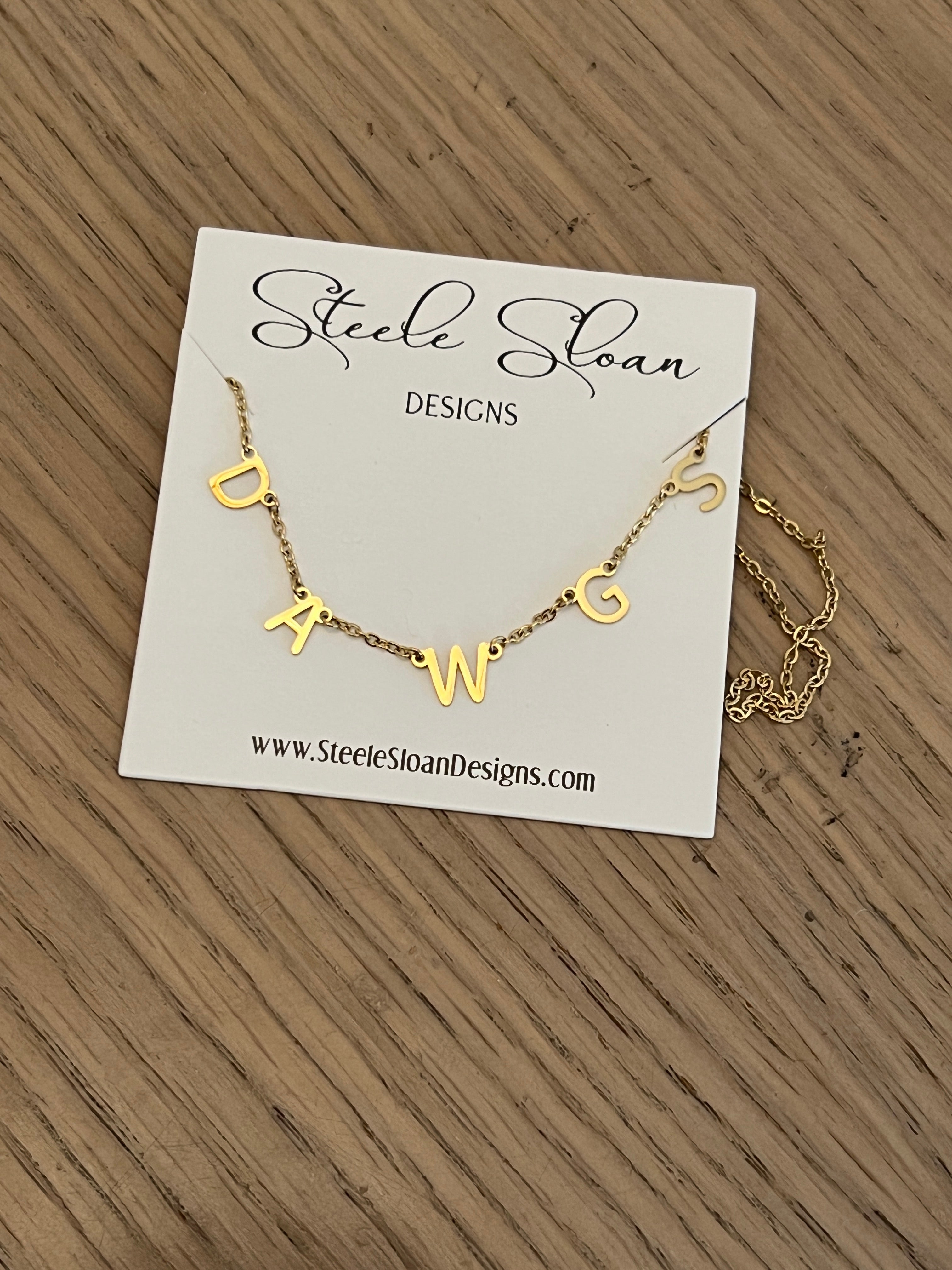 DAWGS Charm Necklace Gold DAWGS Dangle Layer Necklace Gift