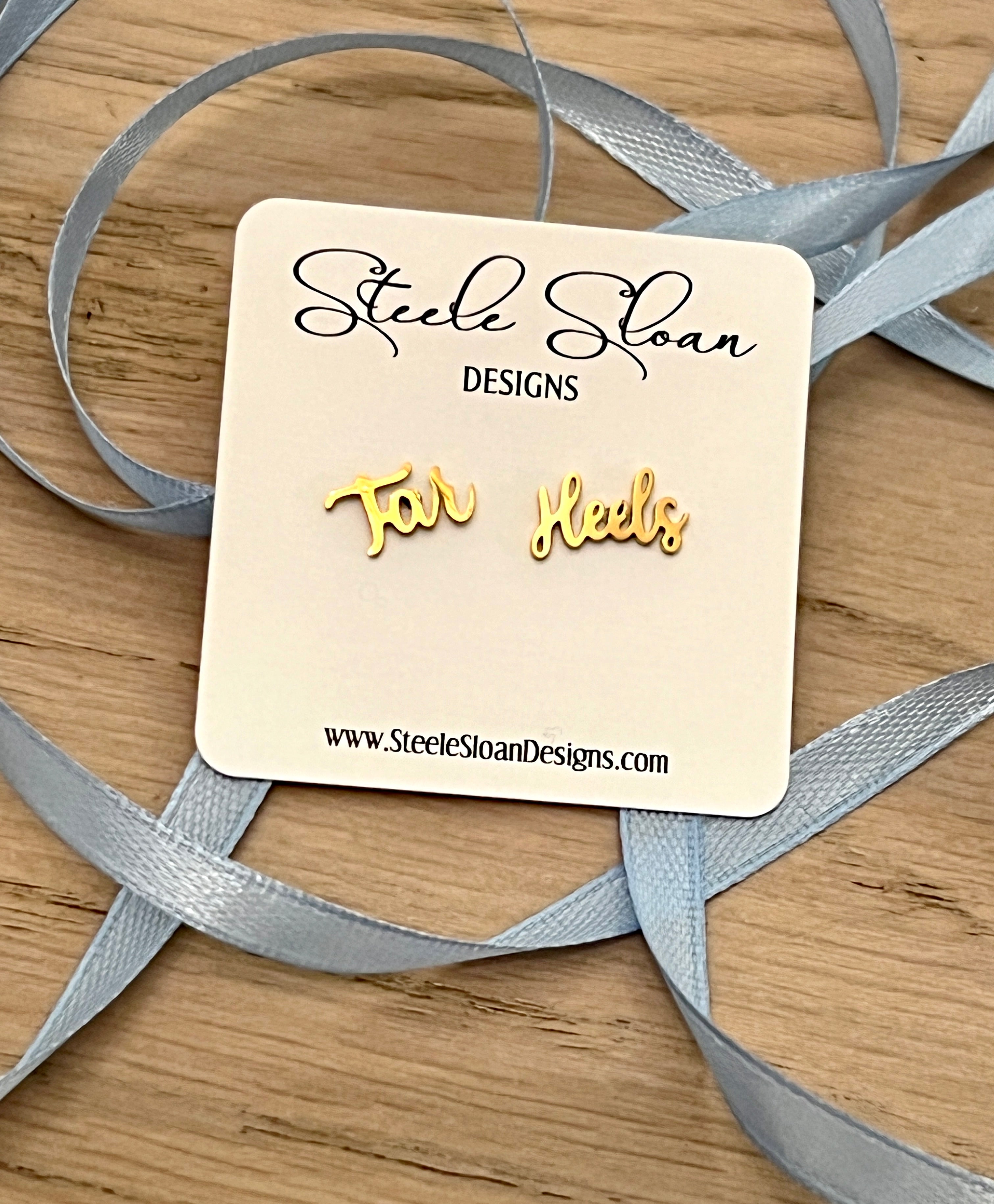 Tar Heels Gold Stud Earrings- Go Heels! UNC gift, Hypoallergenic earrings, Officially Licensed