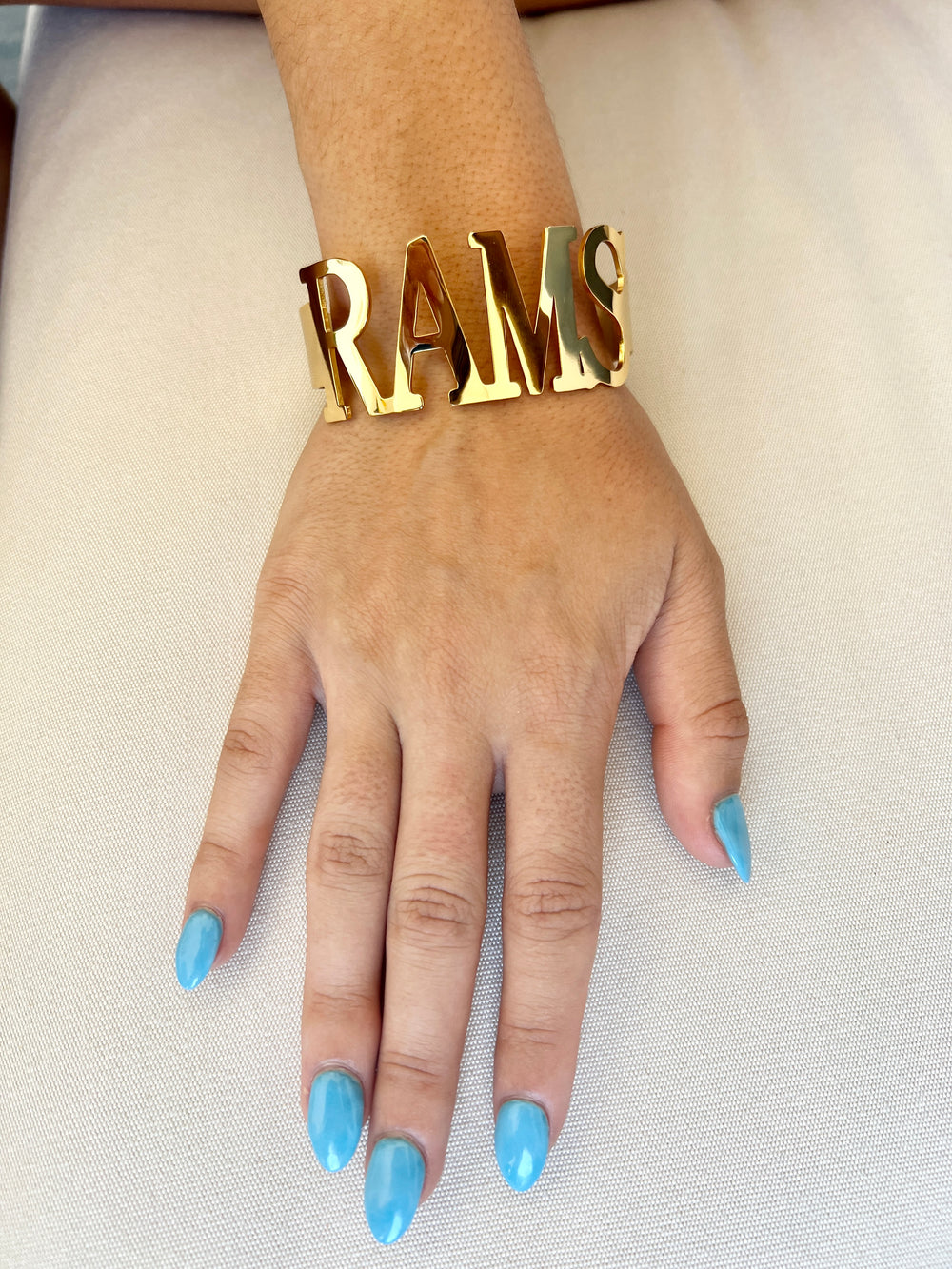 Gold Rams Cuff Bracelet – Non-Tarnish Stainless Steel Bangle