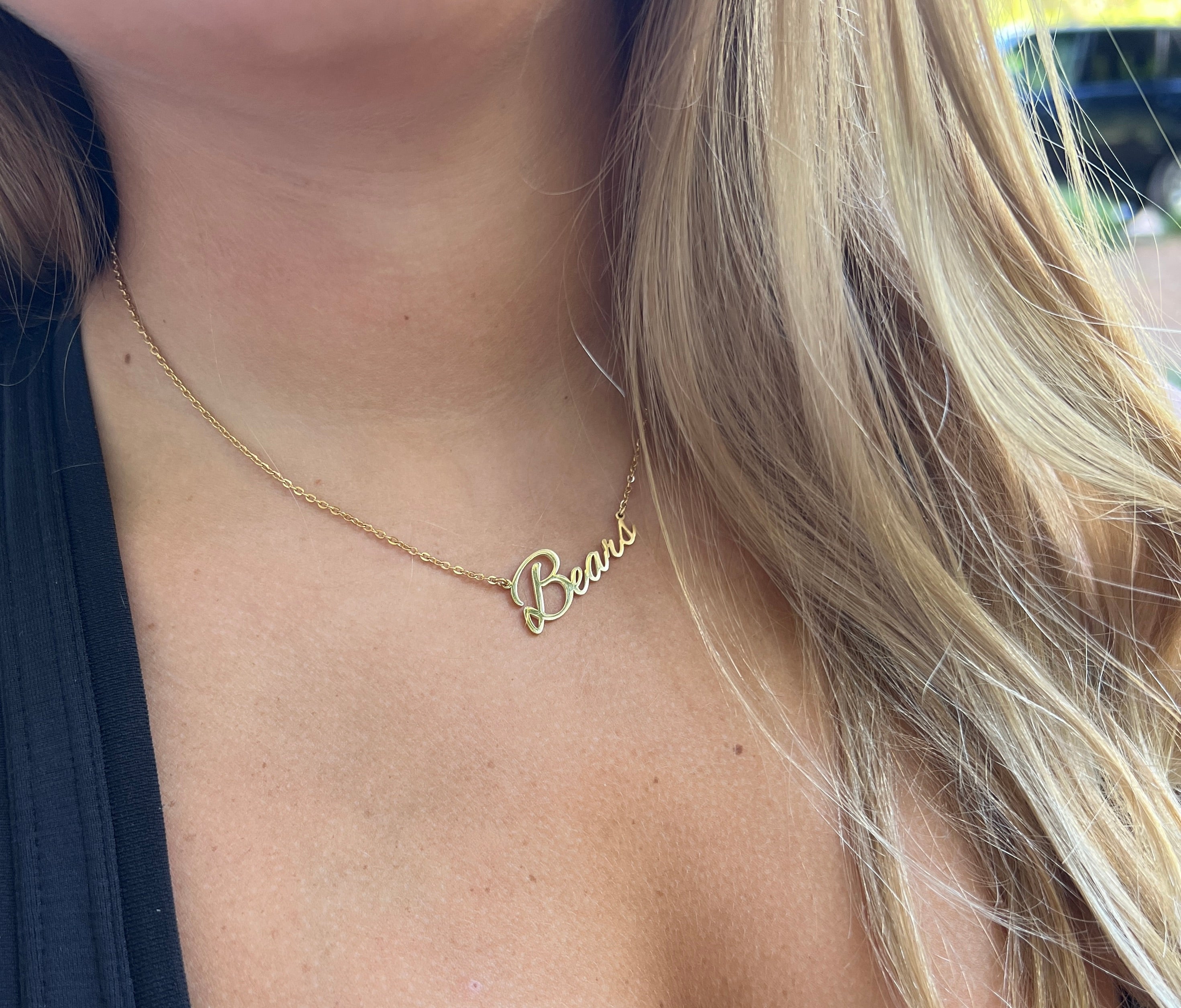 Bears Team Necklace- Bears GameDay Necklace - Gold "Bears" Necklace