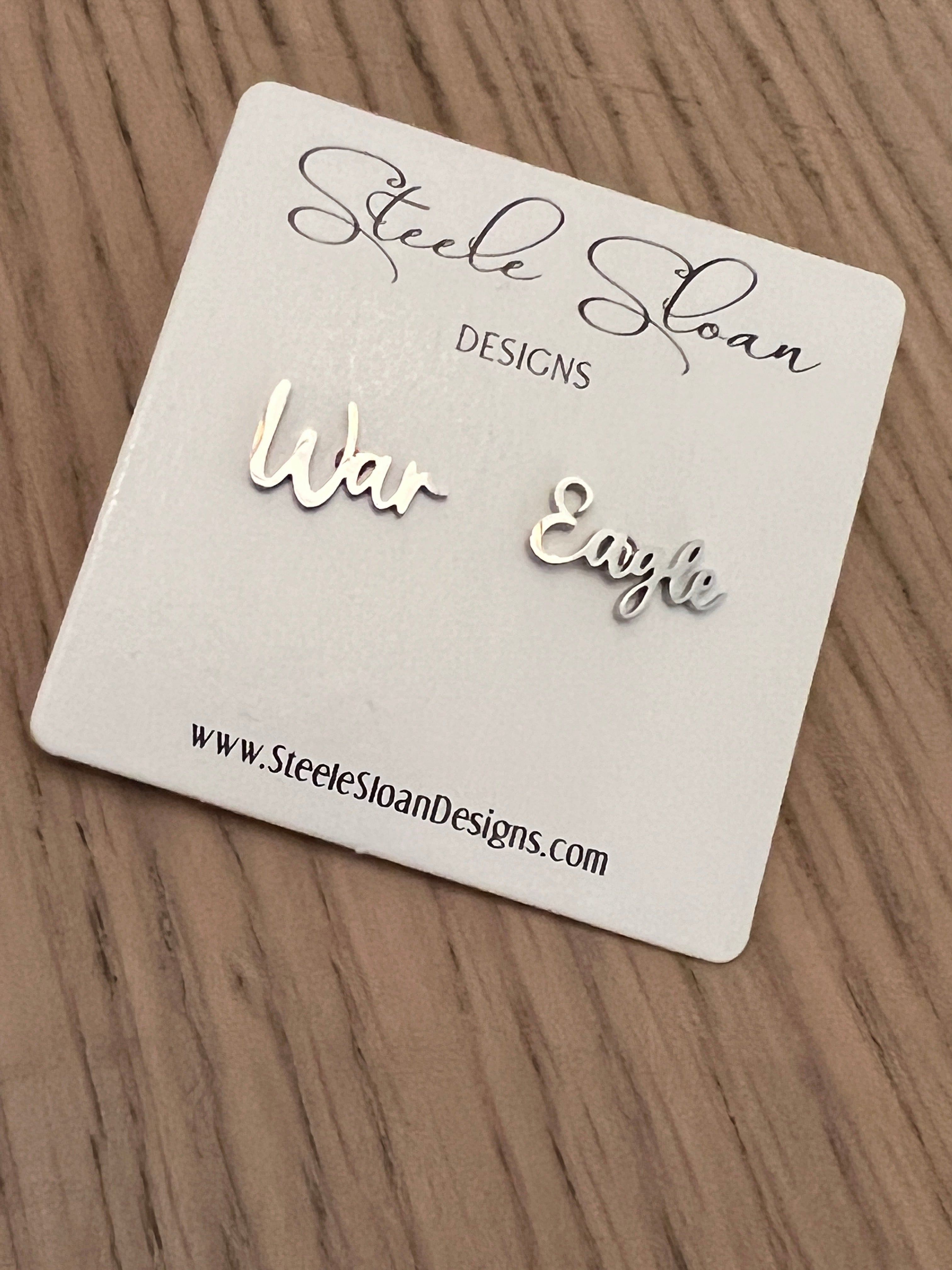 War Eagle Auburn Gold Stud Earrings – Adorable Hypoallergenic Stainless Steel – Officially Licensed Auburn Gift