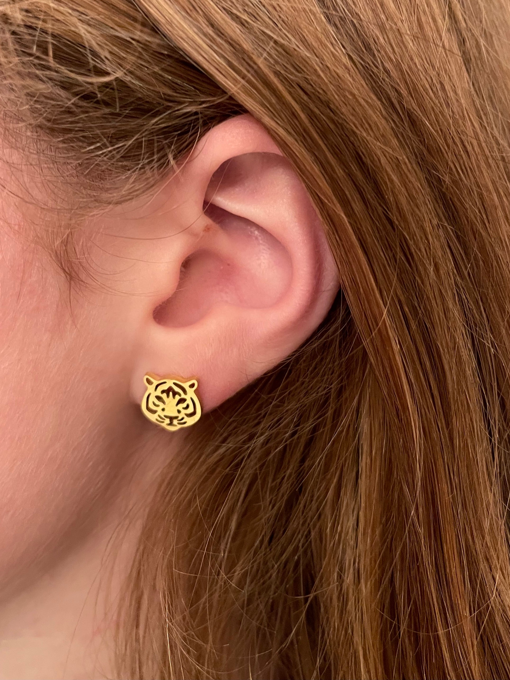 Cute Tiger Earrings - Tigers, Tiger Football Gift, Cute Earrings, Stud Earrings, Hypoallergenic