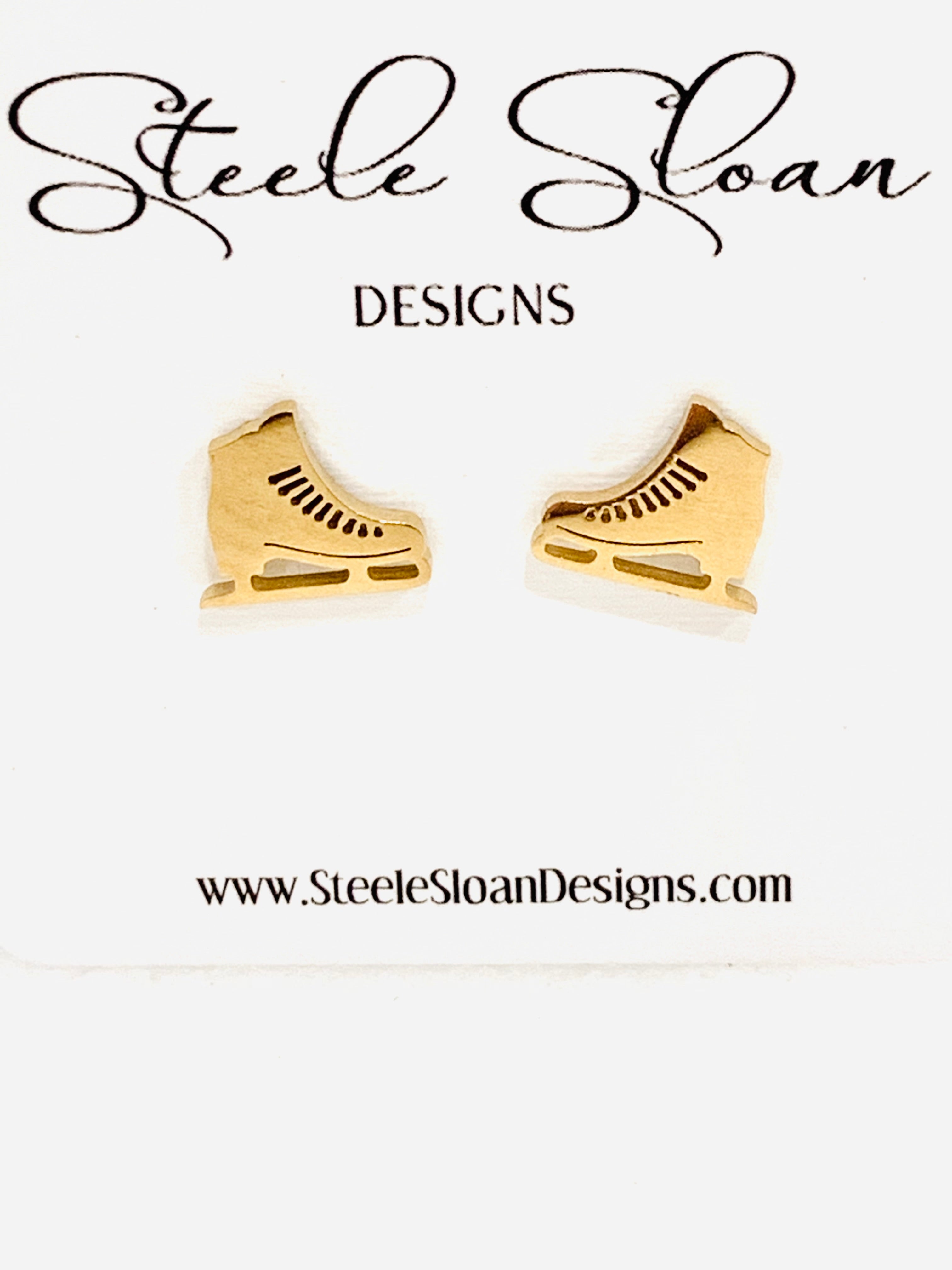 Ice Skater earrings, cute gold earrings, ice skater gift, Figure Skating earrings - Hypoallergenic