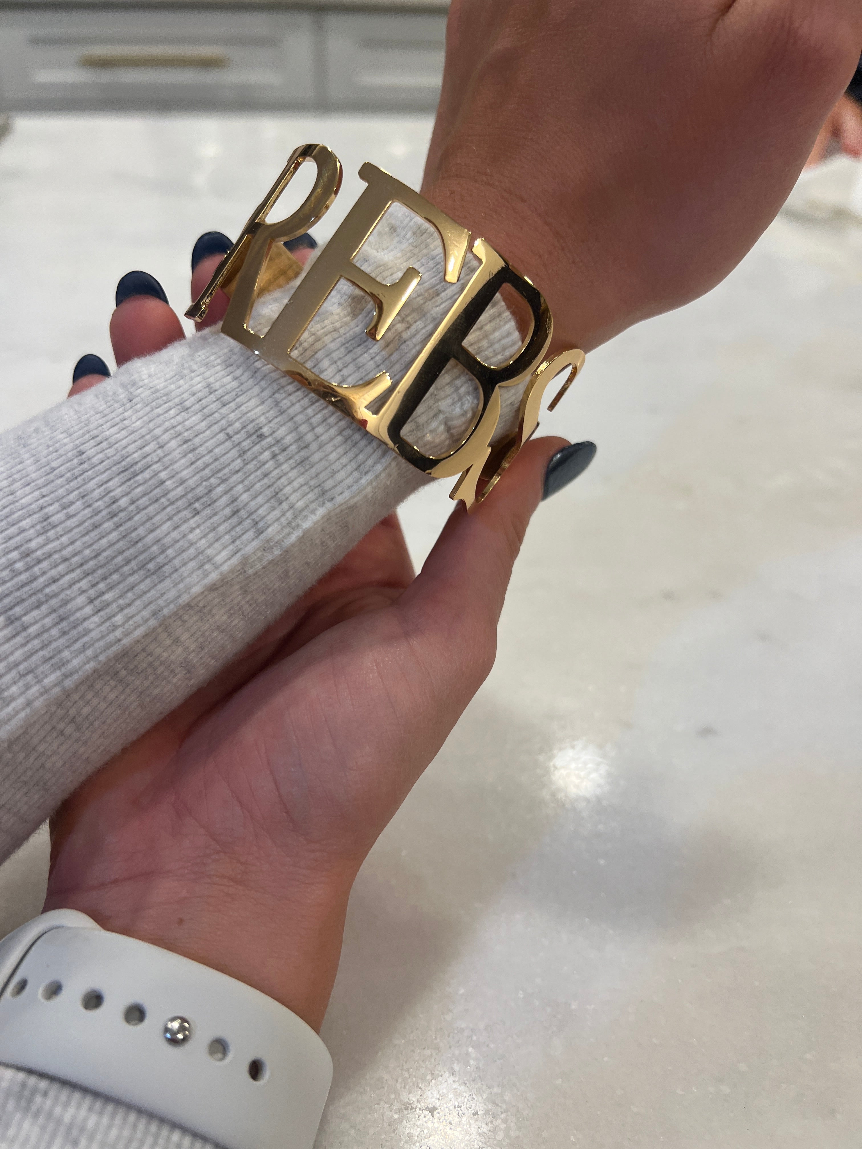 REBS Cuff Bracelet - Gold REBS bracelet - Sizeable - Tarnish Resistant Stainless Steel