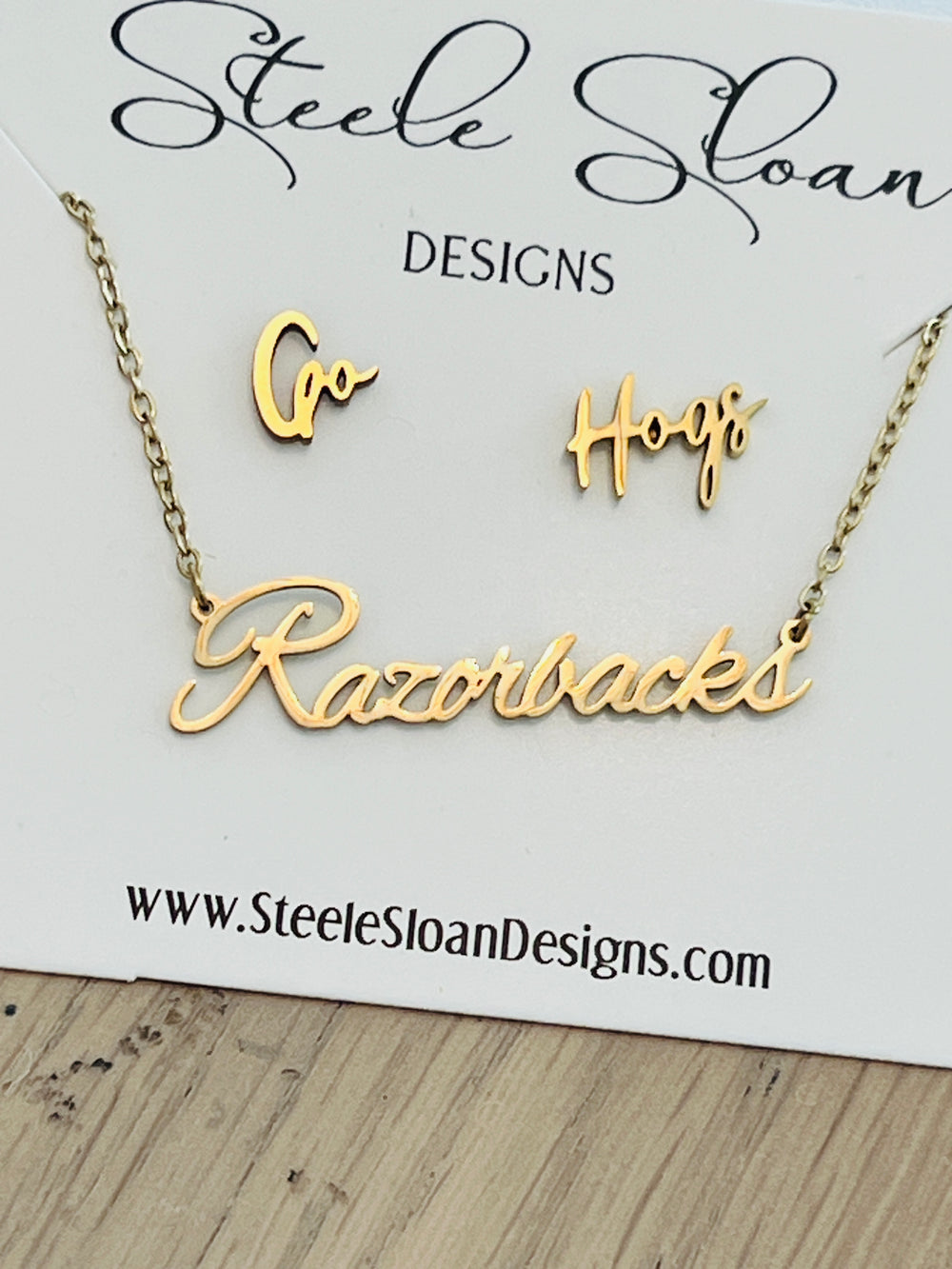 Razorback Gift Set Razorbacks Necklace and Go Hogs Earrings