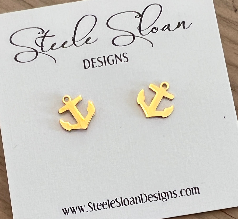 Anchor earrings - Gold Hypoallergenic Tarnish Resistant