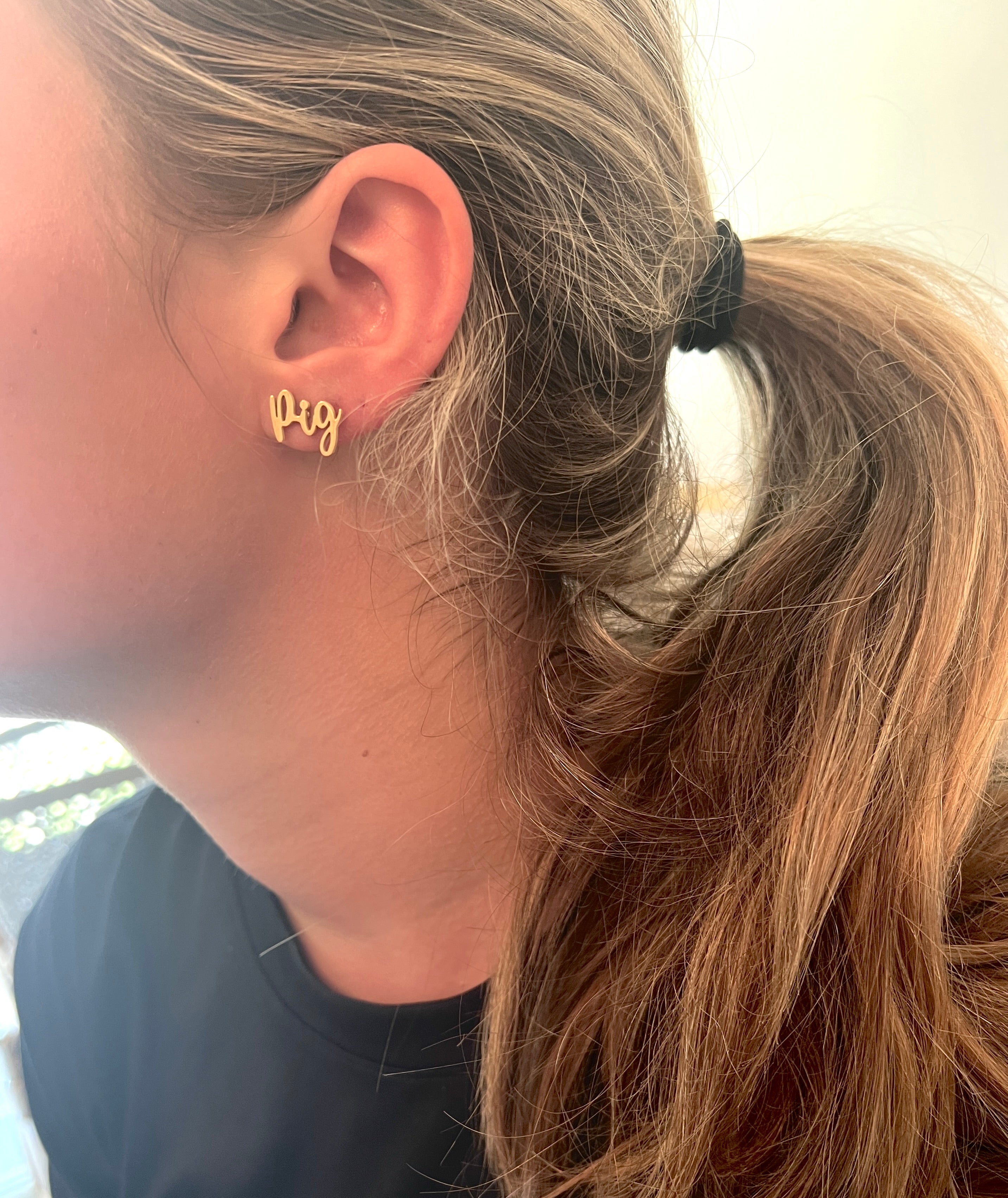 WOOO Pig! Wooo Pig Earrings Cute Arkansas Game Day Gold Stud Earrings Razorback Fans Hypoallergenic Arkansas Gift Arkansas Graduation Gift