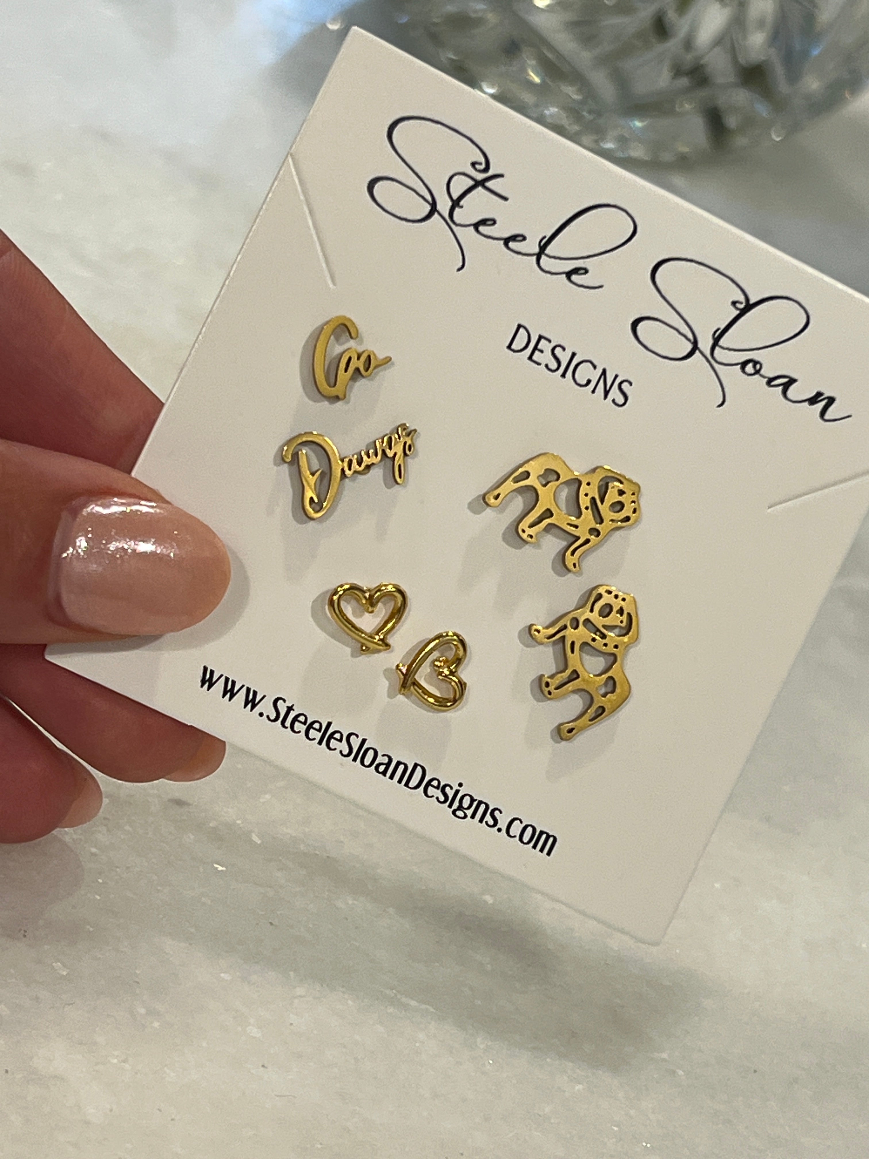 Bulldog Go Dawgs Gift Set Hypoallergenic Earrings Go Dawgs GameDay Bullodg Earrings Gift Set for Bulldogs Fans Dawgs GameDay Hypoallergenic