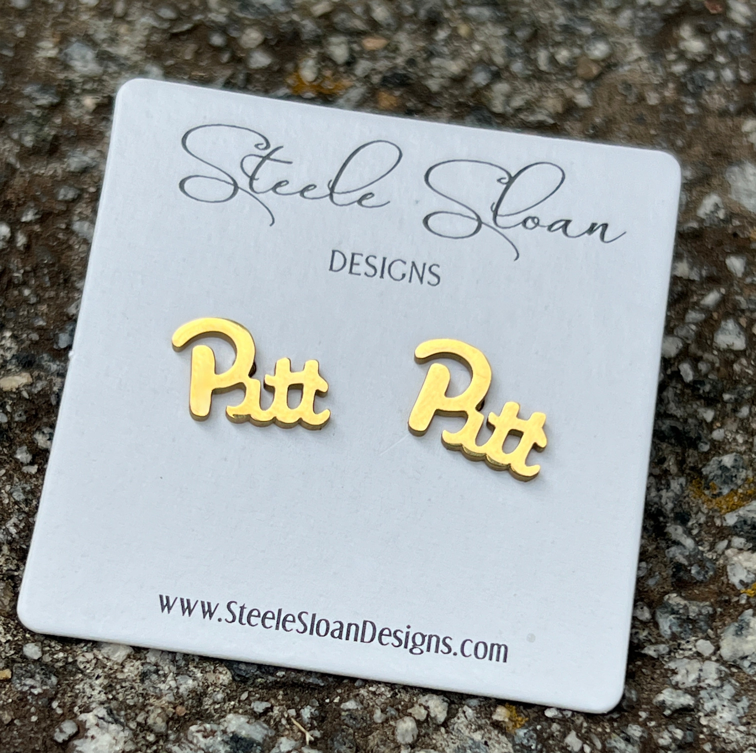 PITT Panthers Pitt Gift for Panthers Fan Pitt Earrings University of Pittsburgh Football Hypoallergenic Gold Stud Earrings