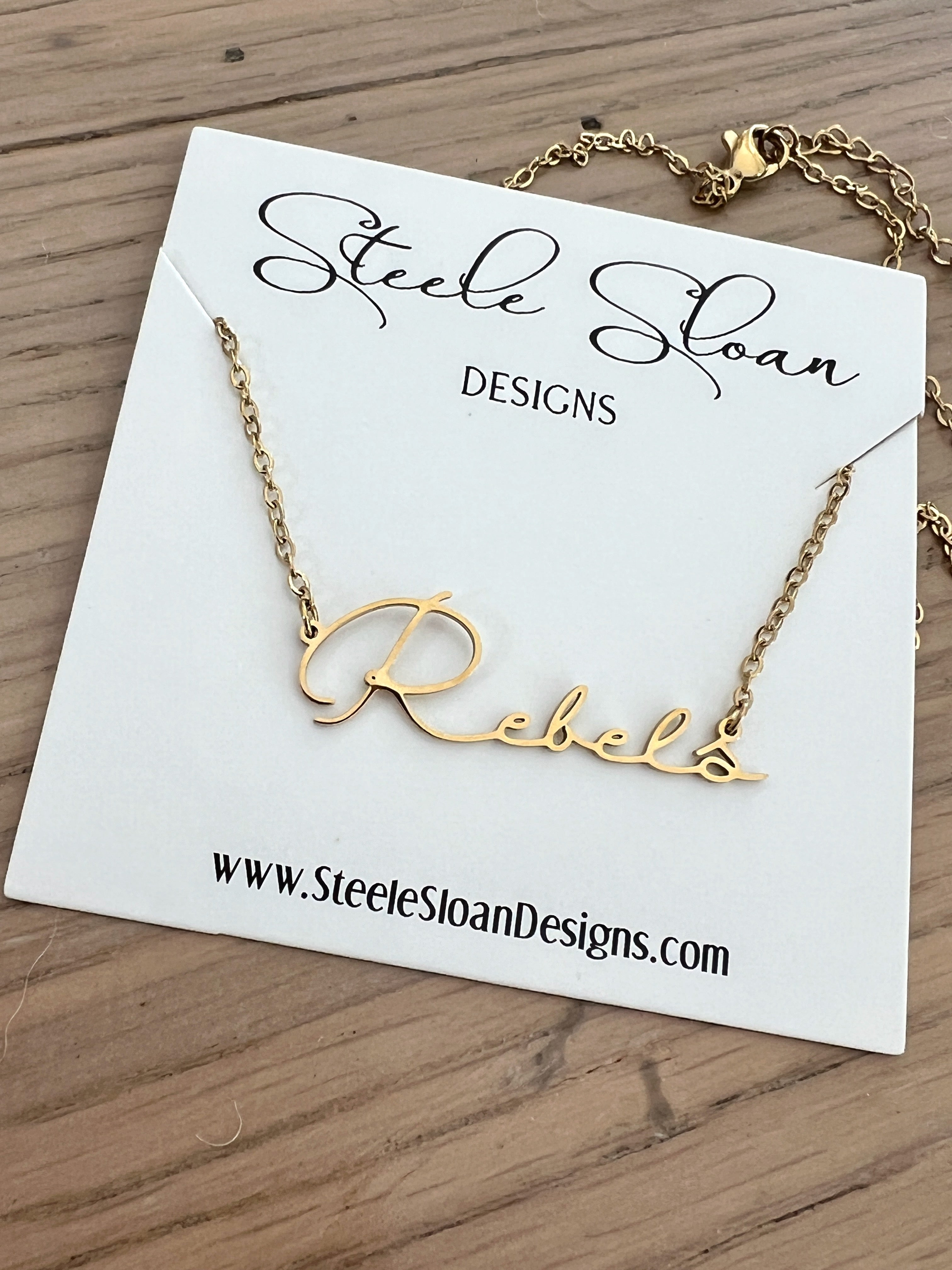 Ole Miss Rebels Gold Name Necklace Ole Miss Fan Gift Rebels
