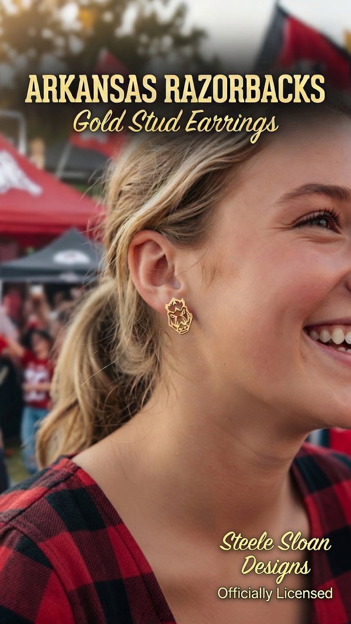 NEW! Arkansas Razorbacks Logo Stud Earrings Hypoallergenic Earrings Go Hogs!