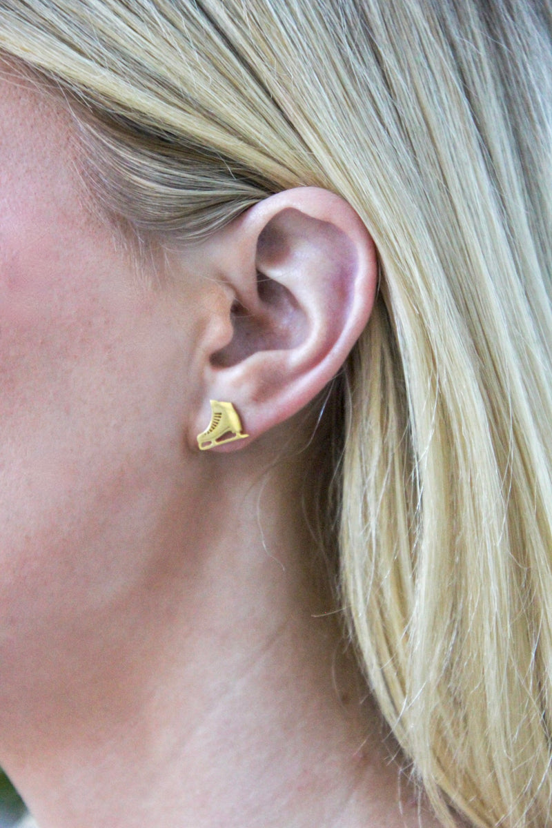 Ice Skater earrings, cute gold earrings, ice skater gift, Figure Skating earrings - Hypoallergenic