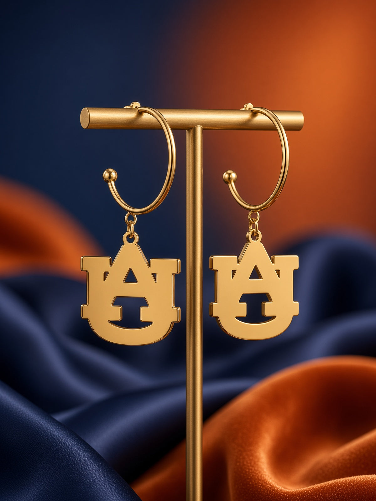 Auburn AU Gold Hoop Earrings | Hypoallergenic Tarnish-Resistant Stainless Steel | Officially Licensed