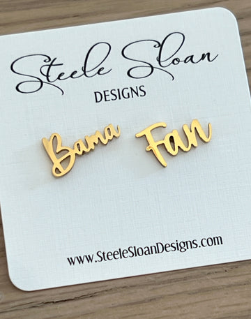 Bama Fan Gold Stud Hypoallergenic Earrings, Bama Fan Gifts