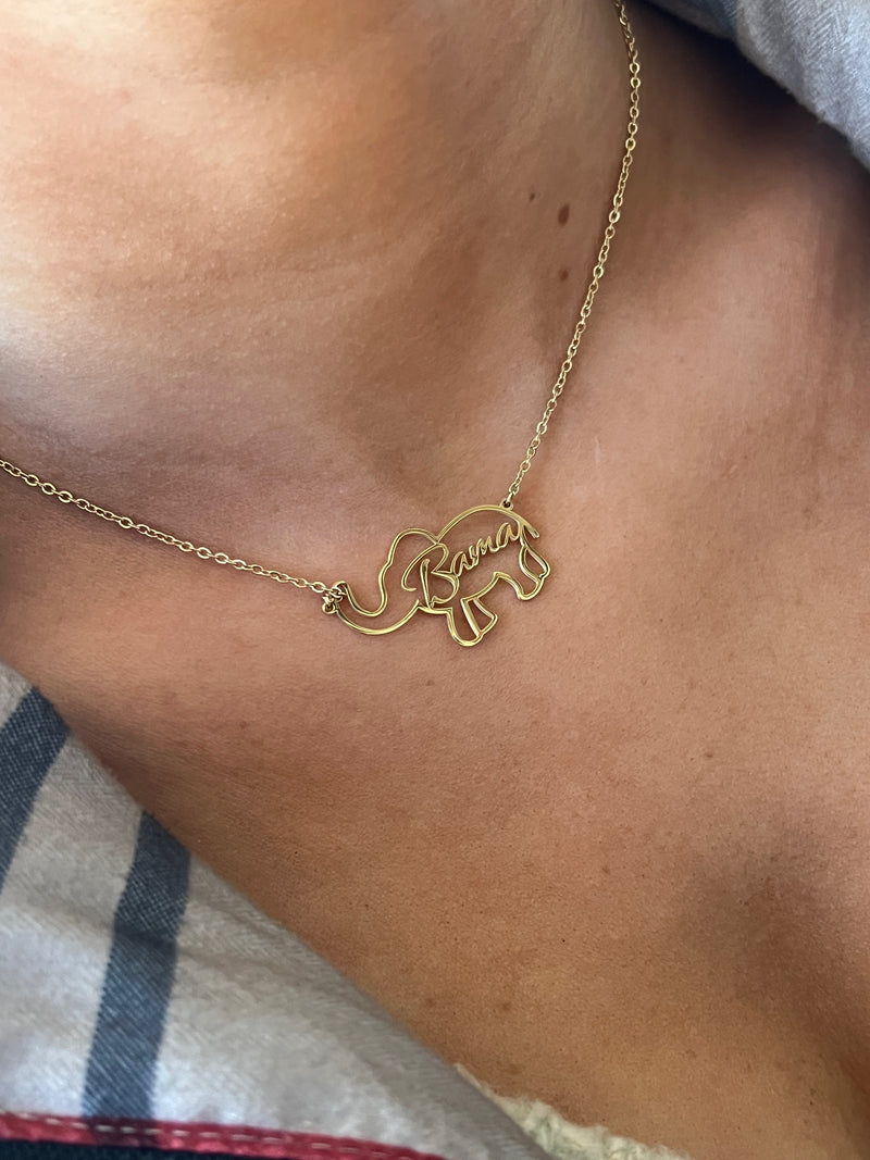 Cute Bama Elephant Necklace – Gold Hypoallergenic Alabama Gameday Jewelry – Officially Licensed Bama Gift