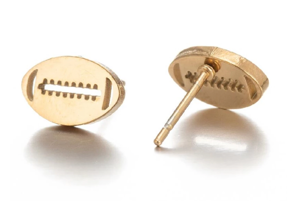 Football Gold Stud Earrings, Football Gift, Football Mom, Cheerleader Gift, Gold Stud Earrings, Hypoallergenic Stainless Steel