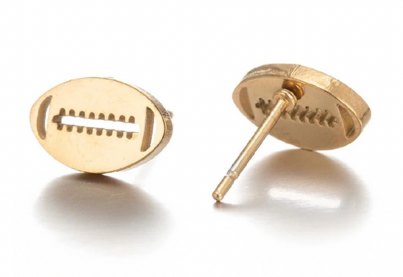 Football Gold Stud Earrings, Football Gift, Football Mom, Cheerleader Gift, Gold Stud Earrings, Hypoallergenic Stainless Steel