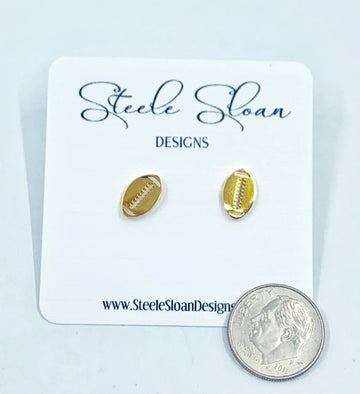 Football Gold Stud Earrings, Football Gift, Football Mom, Cheerleader Gift, Gold Stud Earrings, Hypoallergenic Stainless Steel