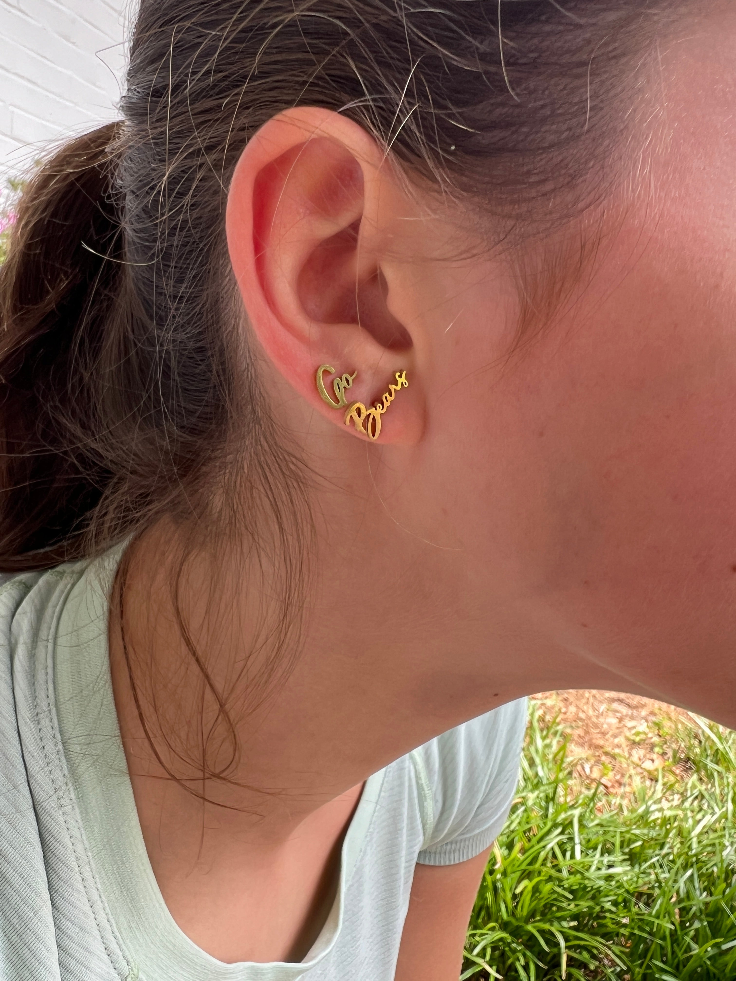 Go Bears Game Day Earrings | Hypoallergenic Gold Studs | Bears Fan Gift