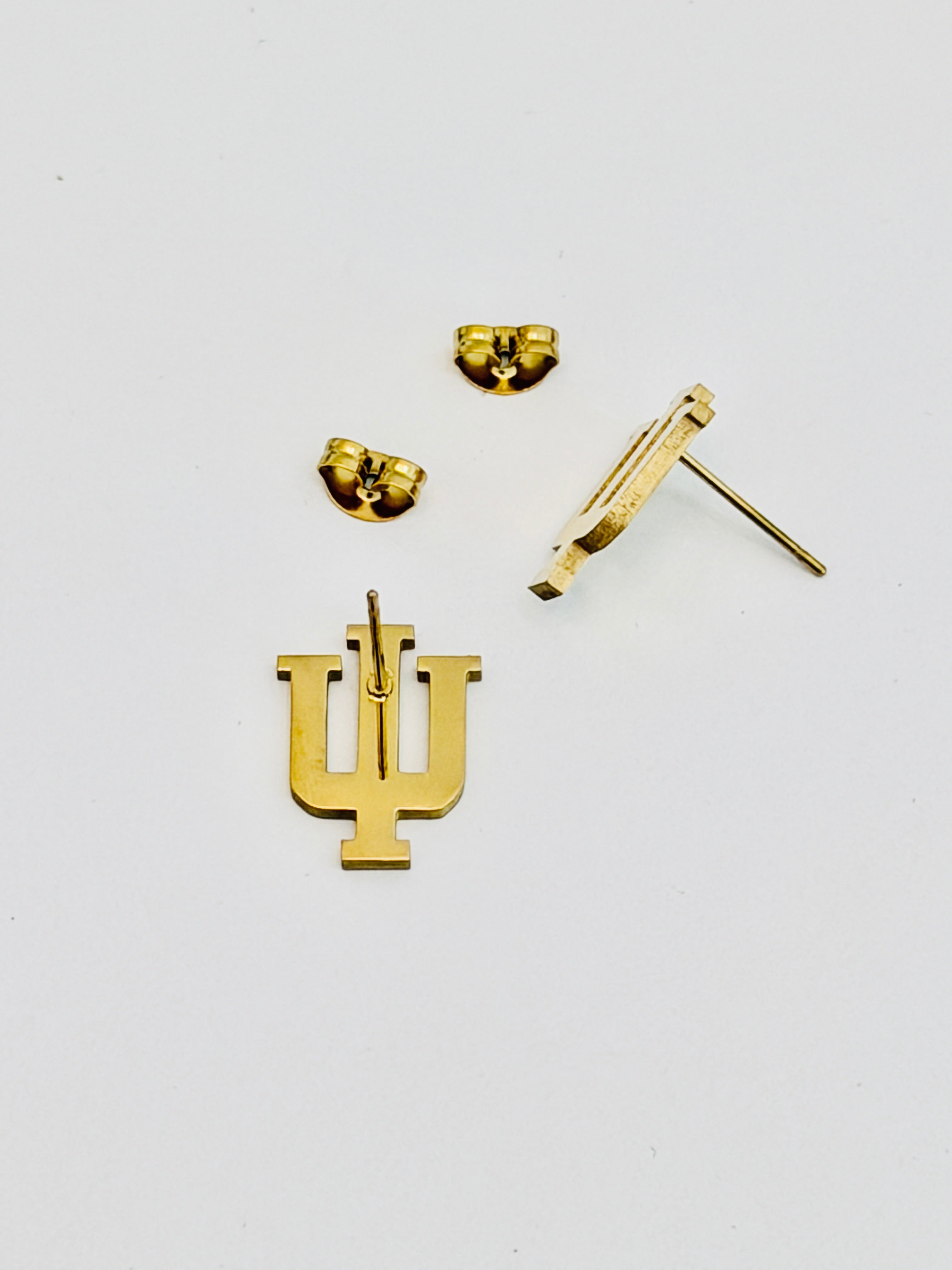 Indiana IU Logo Gold Stud Earrings Go Hoosiers! Hypoallergenic