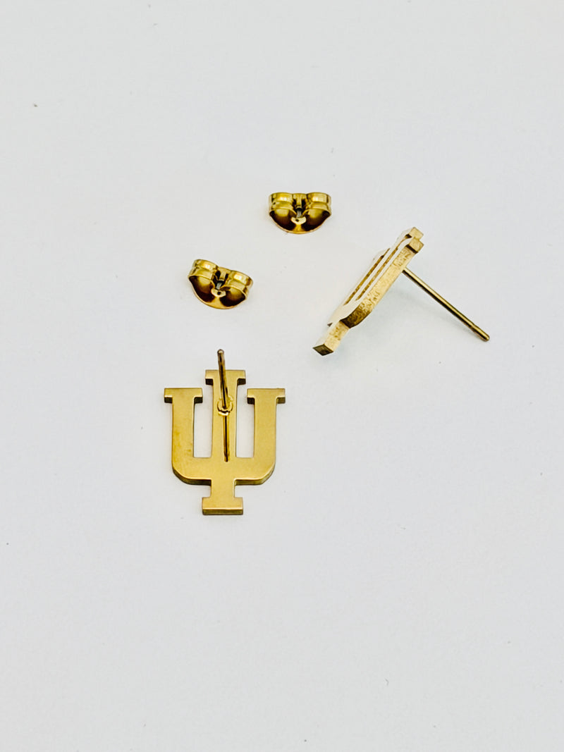 Indiana IU Logo Gold Stud Earrings Go Hoosiers! Hypoallergenic
