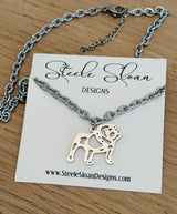 Bulldog Game Day Necklace - Bulldog Gift, Chunk Silver Necklace Tarnish Resistant