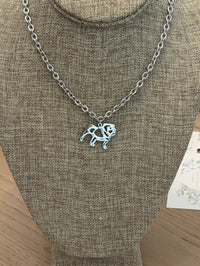 Bulldog Game Day Necklace - Bulldog Gift, Chunk Silver Necklace Tarnish Resistant