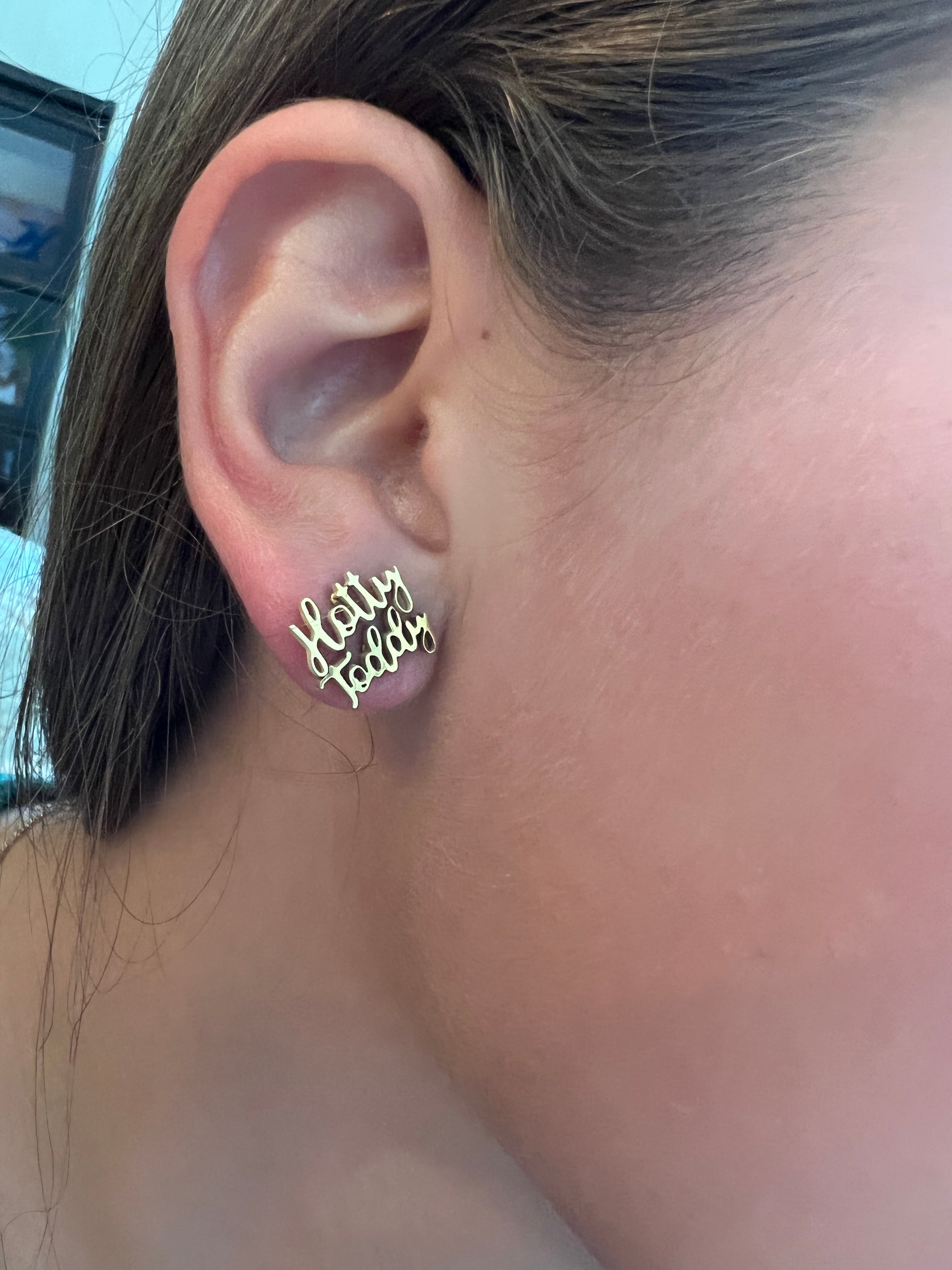 Ole Miss Hotty Toddy Gold Stud Earrings- SO CUTE- Ole Miss Gift - Ole Miss Football Hypoallergenic Gold Stud Earrings