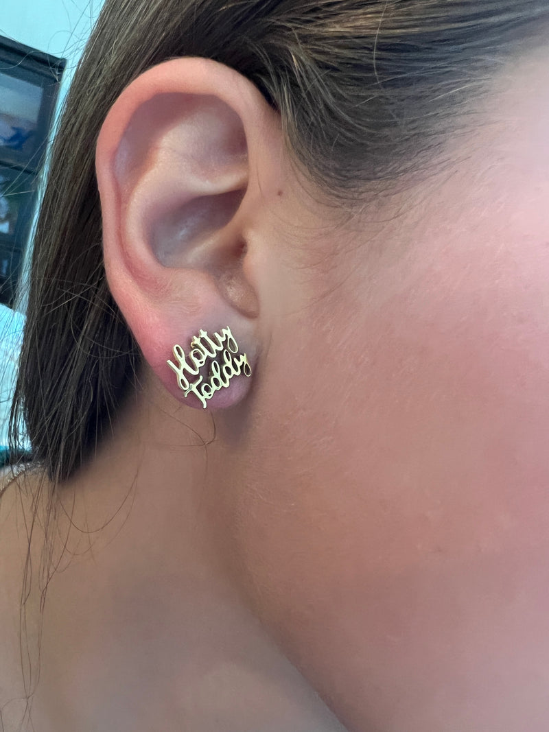 Ole Miss Hotty Toddy Gold Stud Earrings- SO CUTE- Ole Miss Gift - Ole Miss Football Hypoallergenic Gold Stud Earrings