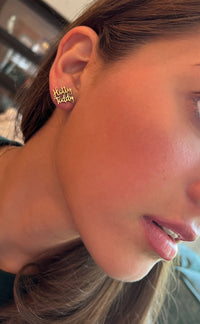 Ole Miss Hotty Toddy Gold Stud Earrings- SO CUTE- Ole Miss Gift - Ole Miss Football Hypoallergenic Gold Stud Earrings