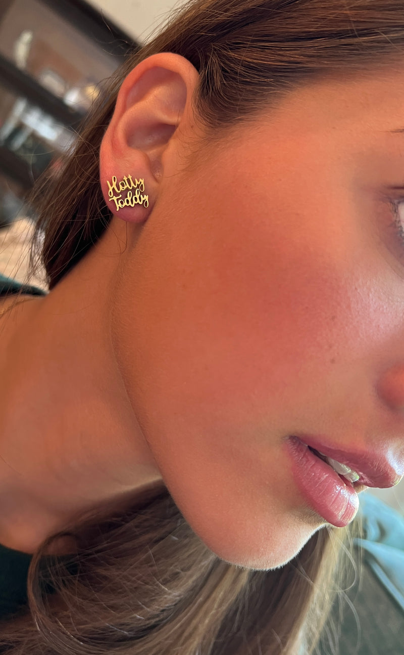 Ole Miss Hotty Toddy Gold Stud Earrings- SO CUTE- Ole Miss Gift - Ole Miss Football Hypoallergenic Gold Stud Earrings
