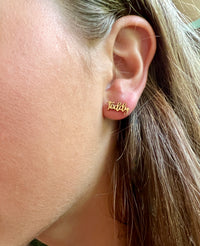 Ole Miss Hotty Toddy Gold Stud Earrings- SO CUTE- Ole Miss Gift - Ole Miss Football Hypoallergenic Gold Stud Earrings