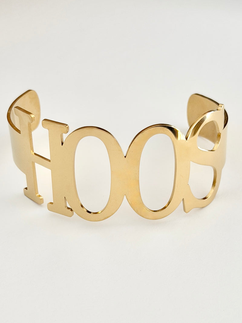 HOOS Cuff Bracelet- Sizeable- Gold Stainless Steel Tarnish Resistant