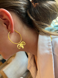 Ram Earrings-Gold Hoop Ram Earrings - Perfect for Ram Game Day - Go Rams, Gift for Rams Fans, Hypoallergenic Lightweight Hoops