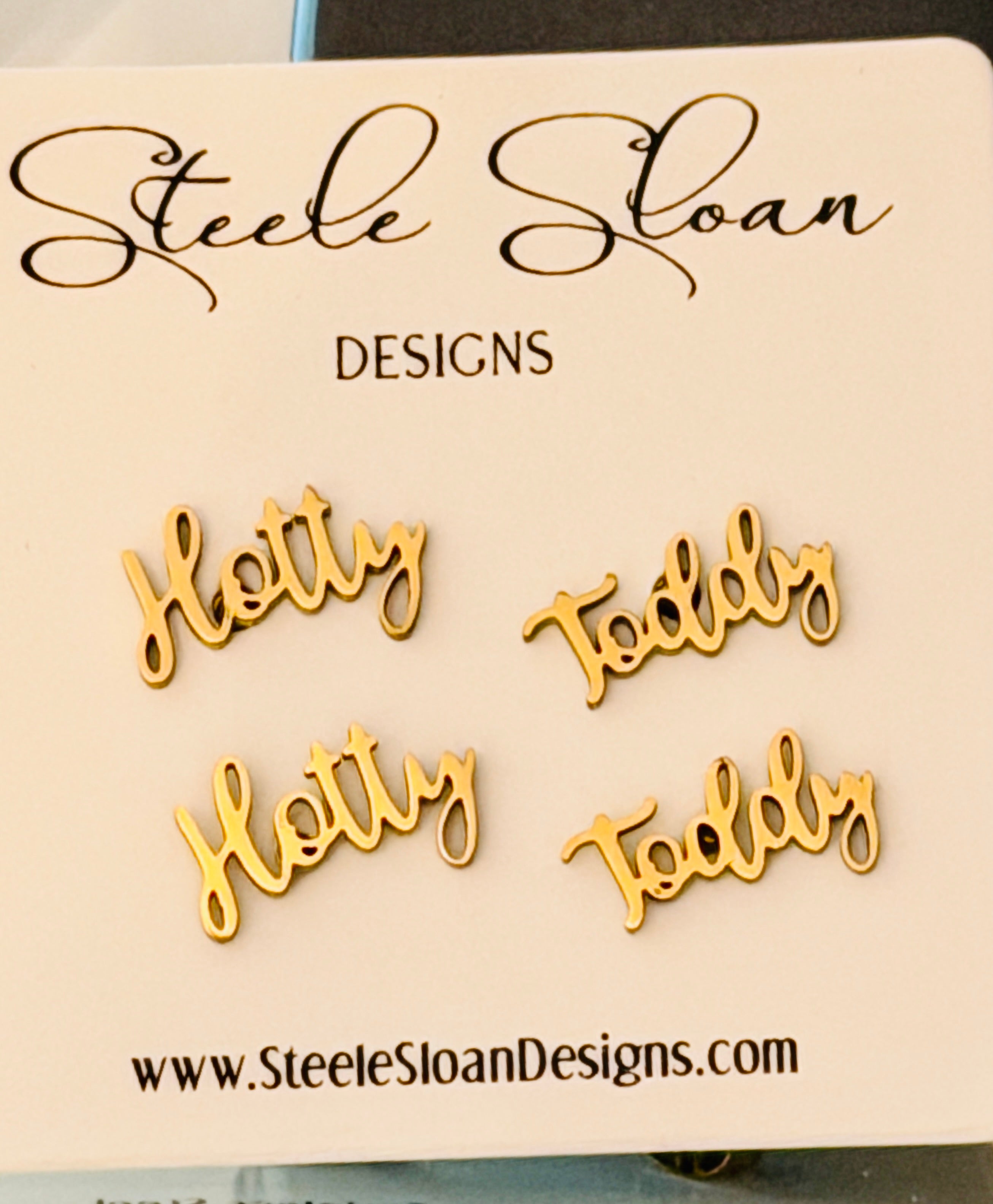 Ole Miss Hotty Toddy Gold Stud Earrings- SO CUTE- Ole Miss Gift - Ole Miss Football Hypoallergenic Gold Stud Earrings