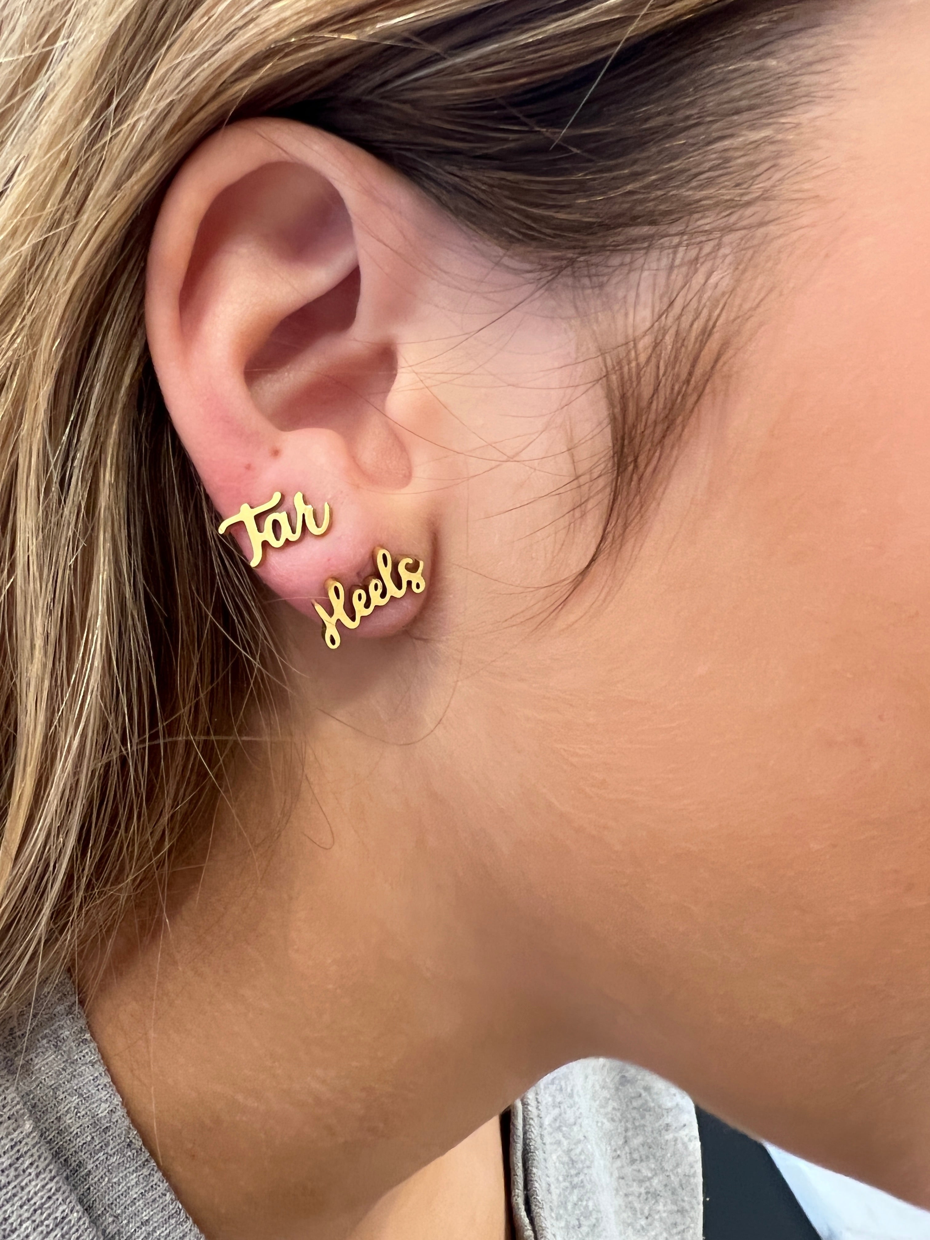 Tar Heels Gold Stud Earrings- Go Heels! UNC gift, Hypoallergenic earrings, Officially Licensed