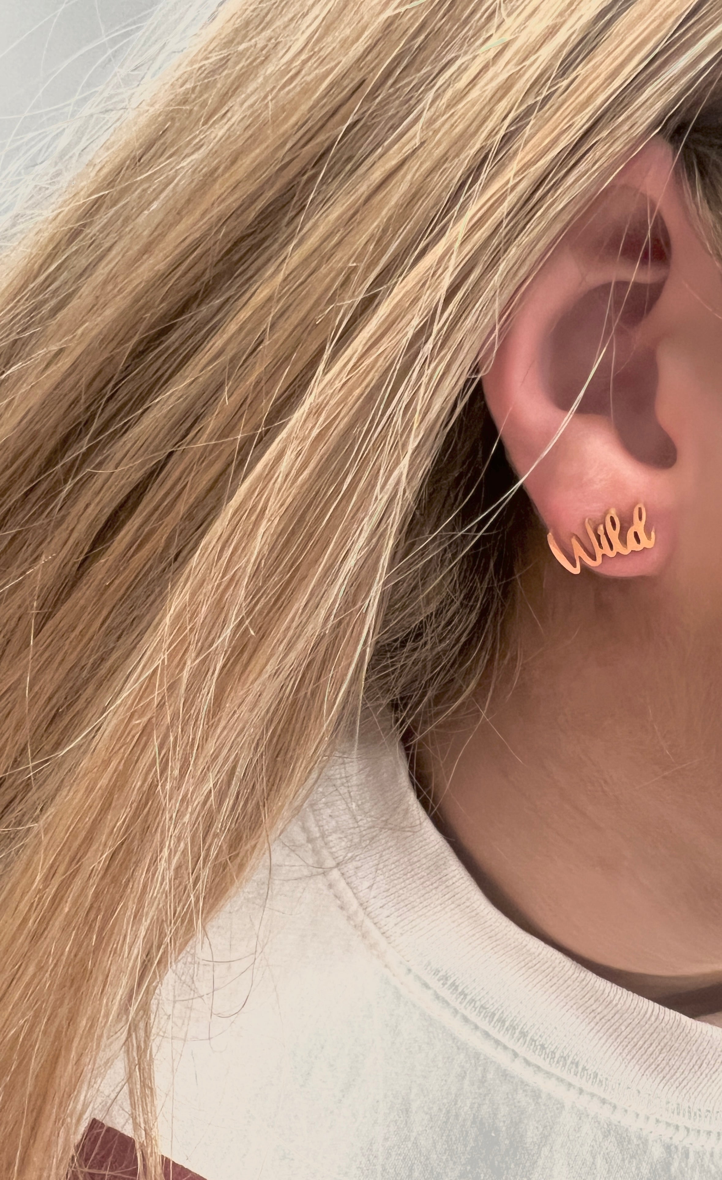Cute Wild Cat Earrings, Wildcat Football, Gift for Wildcat Fan, Wildcats, Gold Stud Hypoallergenic Earrings